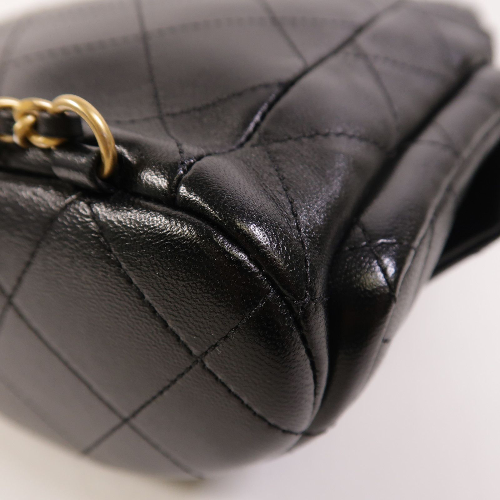 Shiny Lambskin Quilted Double Pocket Backpack 25C — view 12