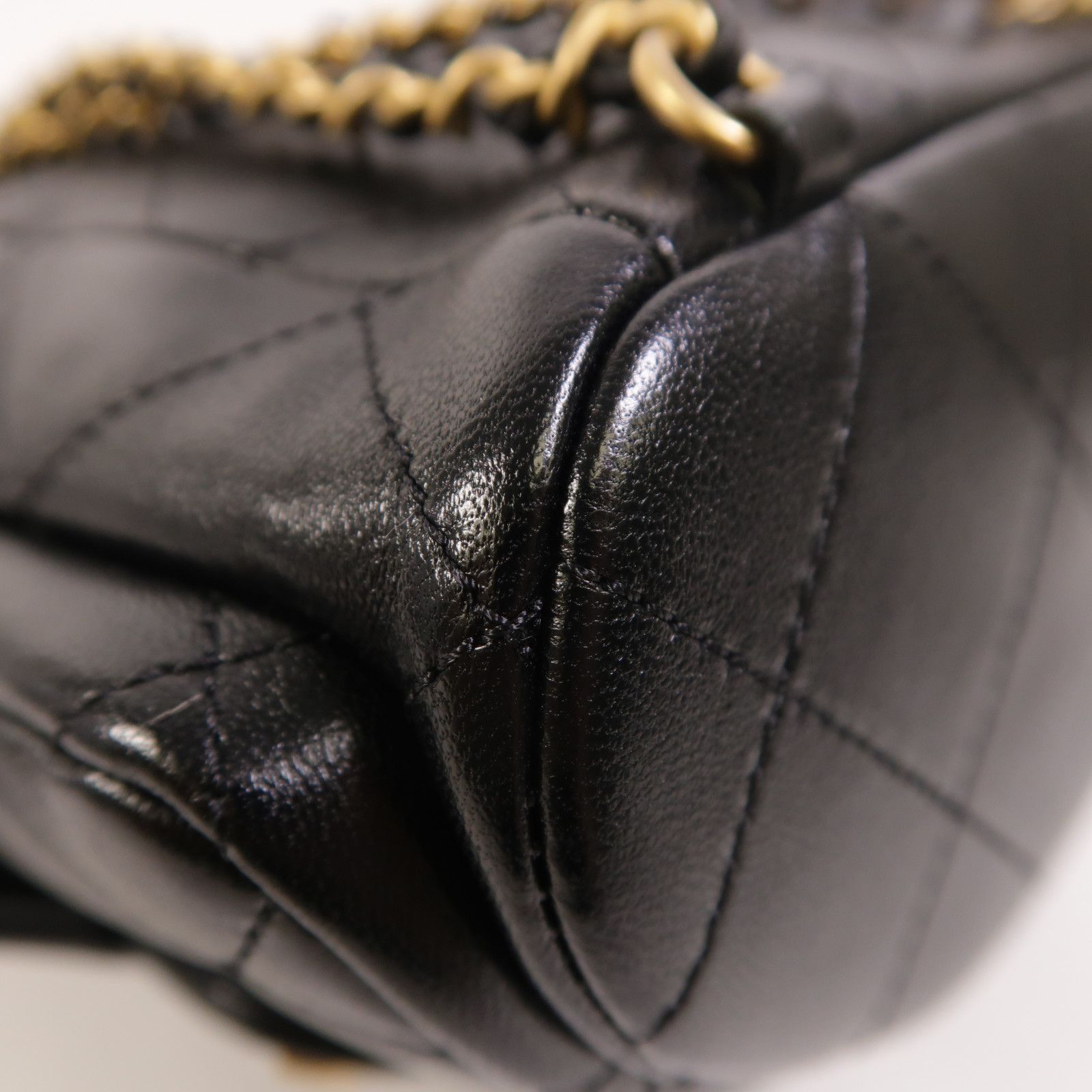 Shiny Lambskin Quilted Double Pocket Backpack 25C — view 13