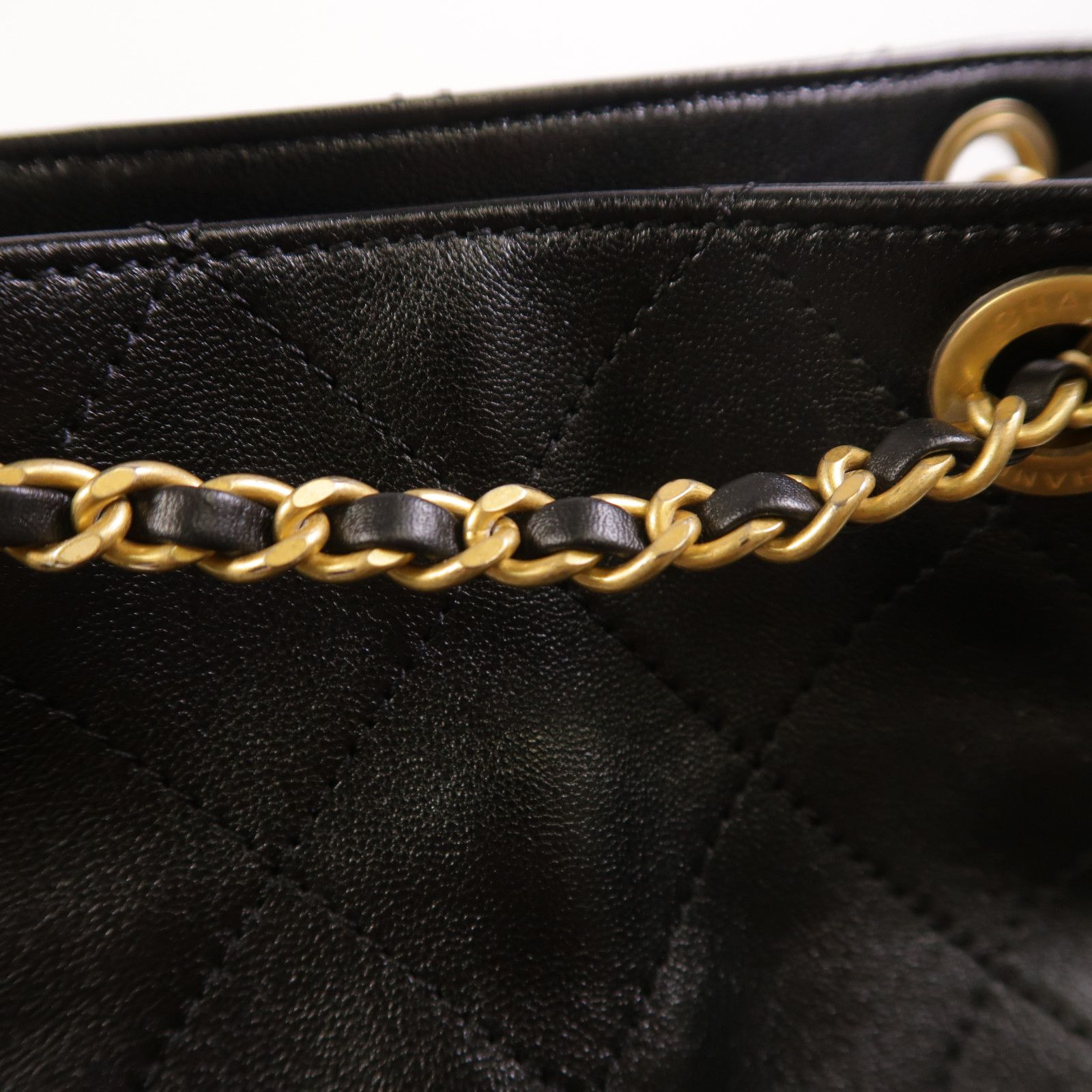 Shiny Lambskin Quilted Double Pocket Backpack 25C — view 16