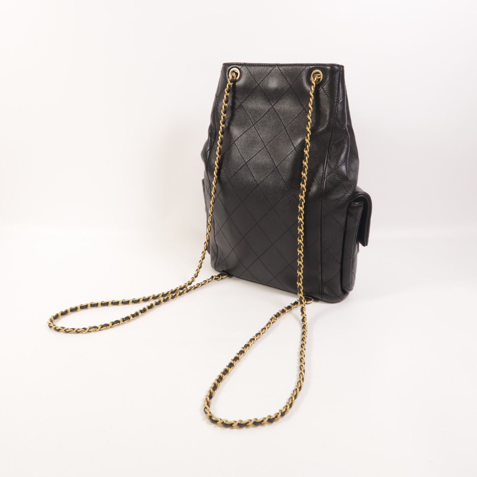 Shiny Lambskin Quilted Double Pocket Backpack 25C — view 8