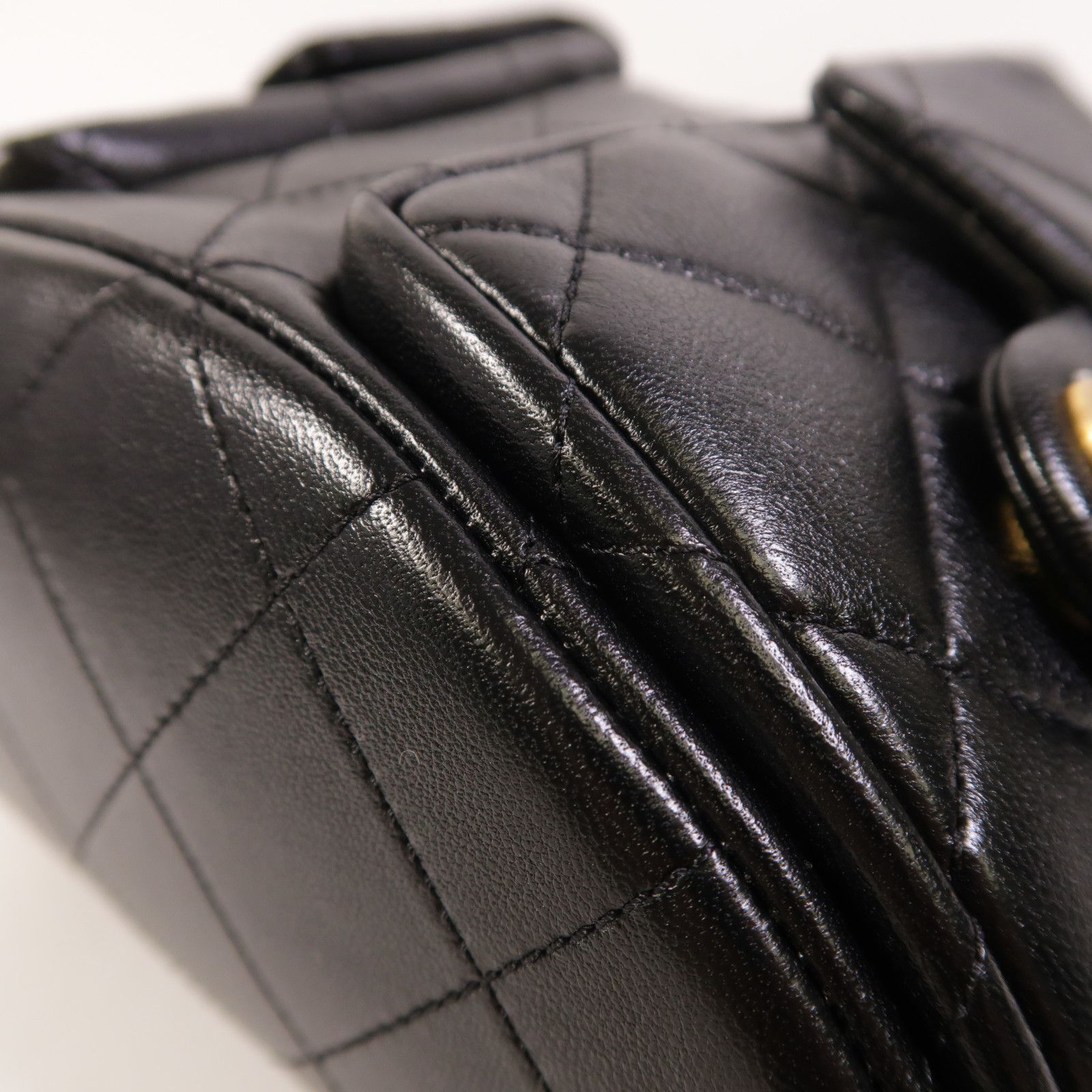 Shiny Lambskin Quilted Double Pocket Backpack 25C — view 10