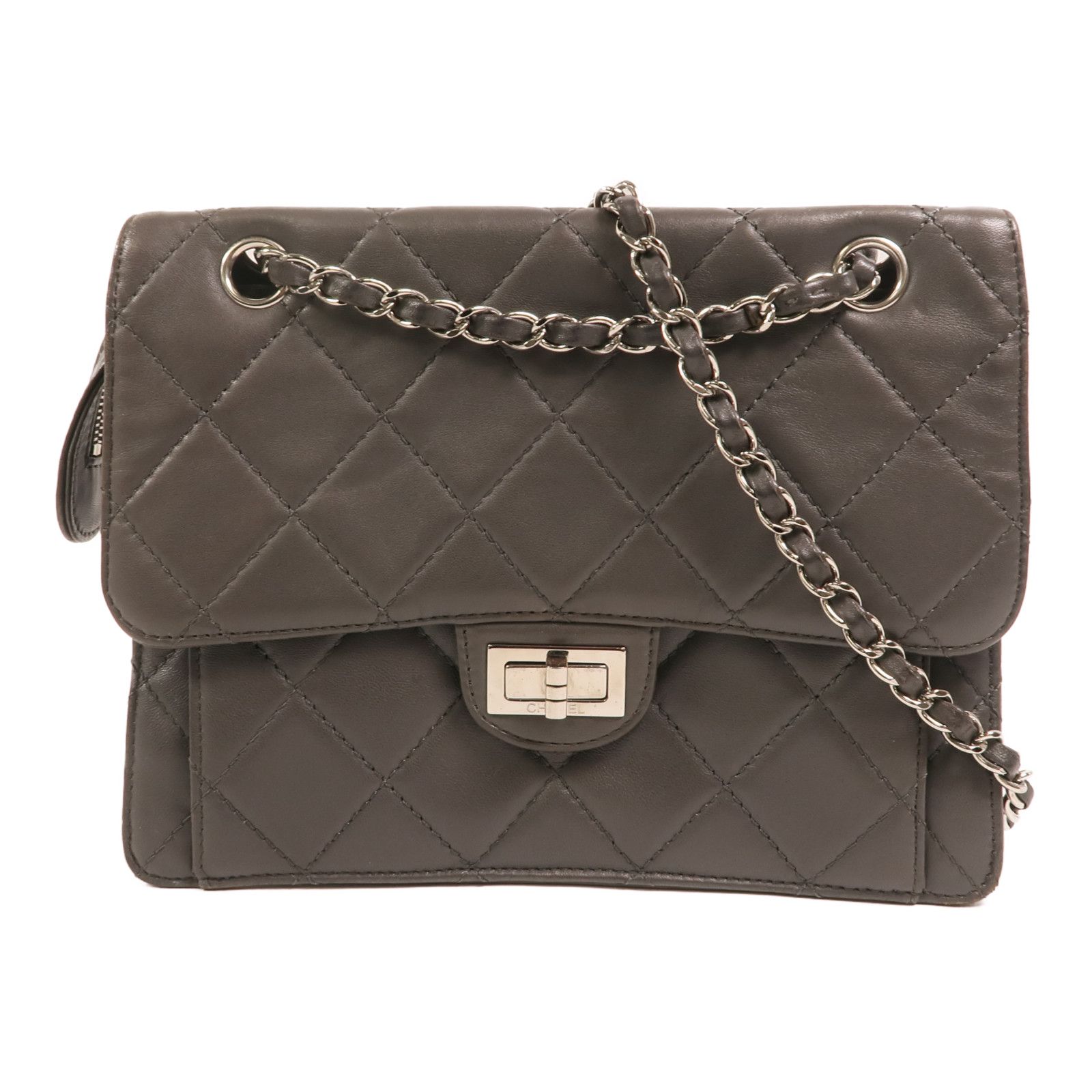 Gray Lambskin Square Reissue Flap