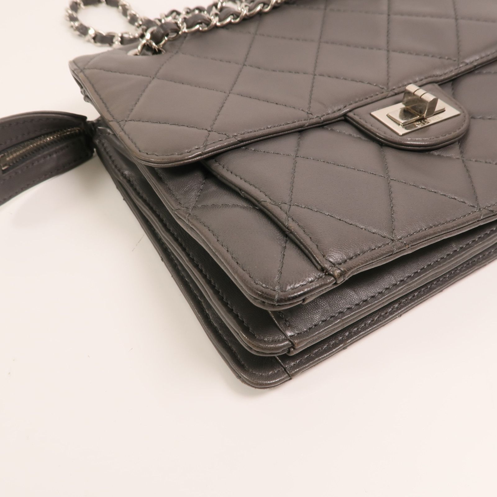 Gray Lambskin Square Reissue Flap — view 12