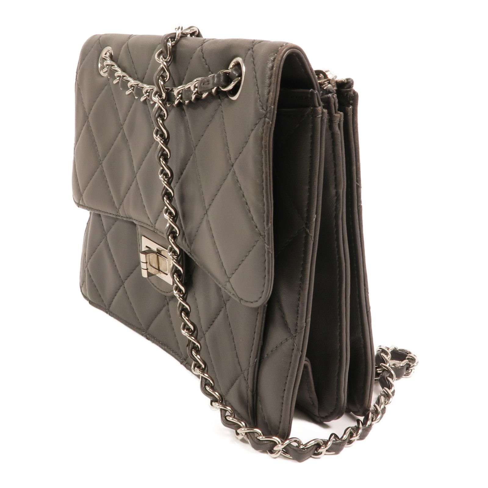 Gray Lambskin Square Reissue Flap — view 3