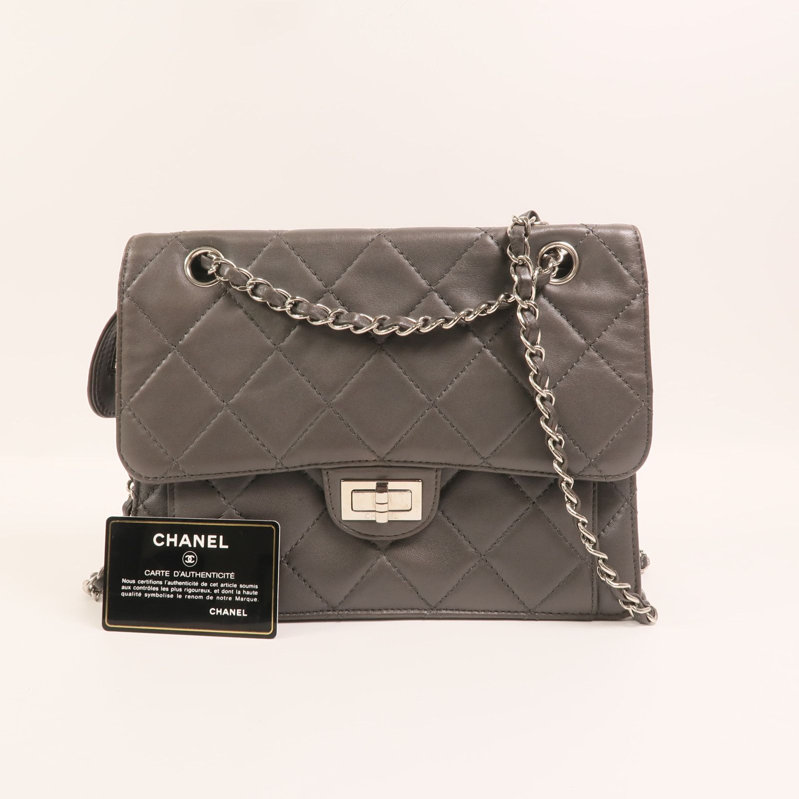 Gray Lambskin Square Reissue Flap — view 10