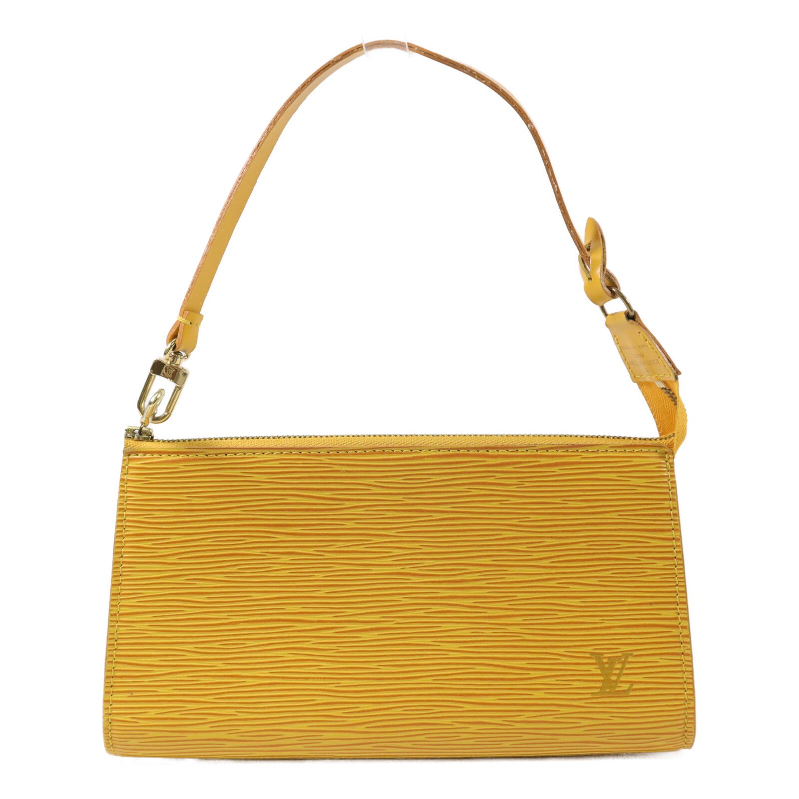Epi Pochette Accessoires Shoulder Bag Yellow Mustard Accessory Pouch (with Handle) M 52959