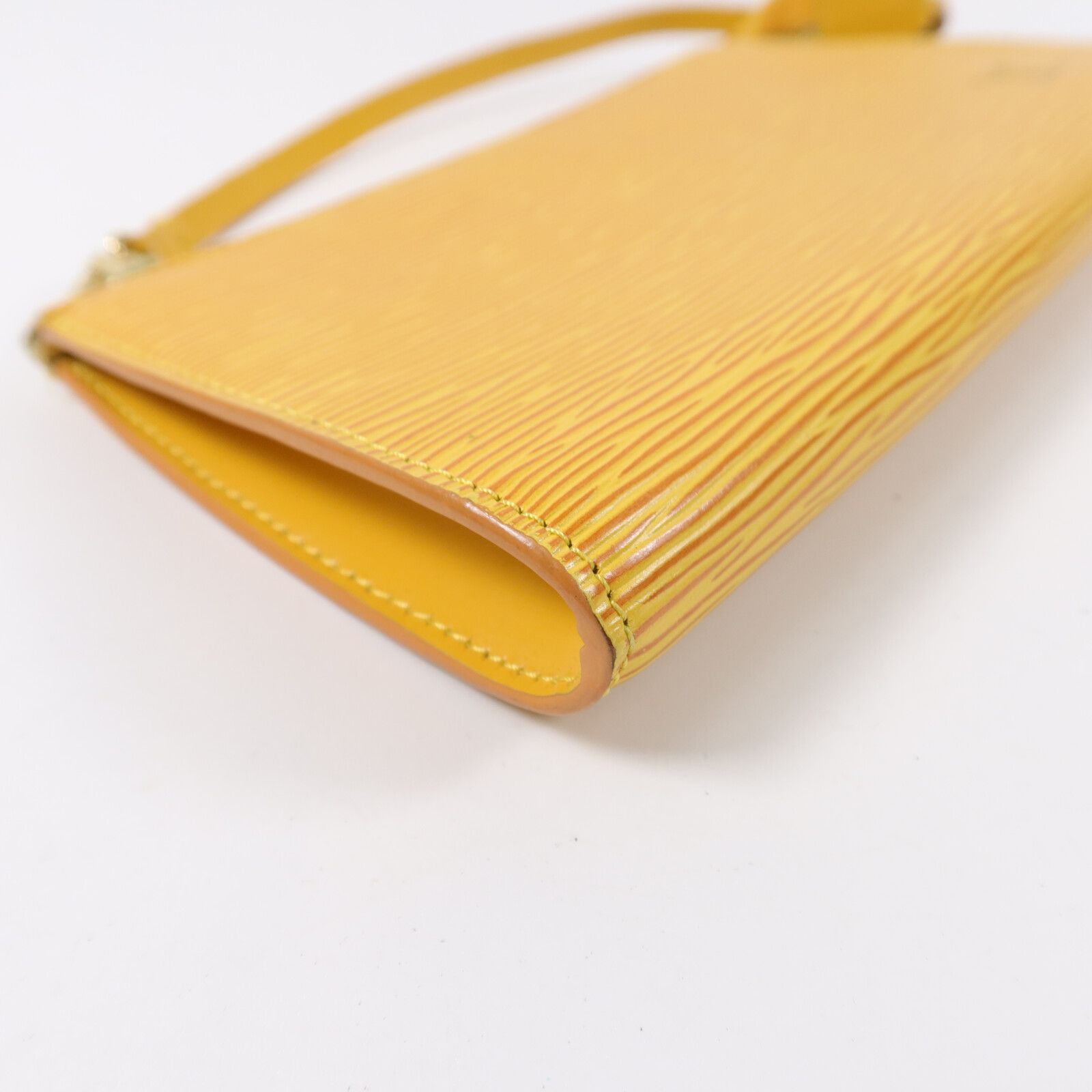 Epi Pochette Accessoires Shoulder Bag Yellow Mustard Accessory Pouch (with Handle) M 52959 — view 12