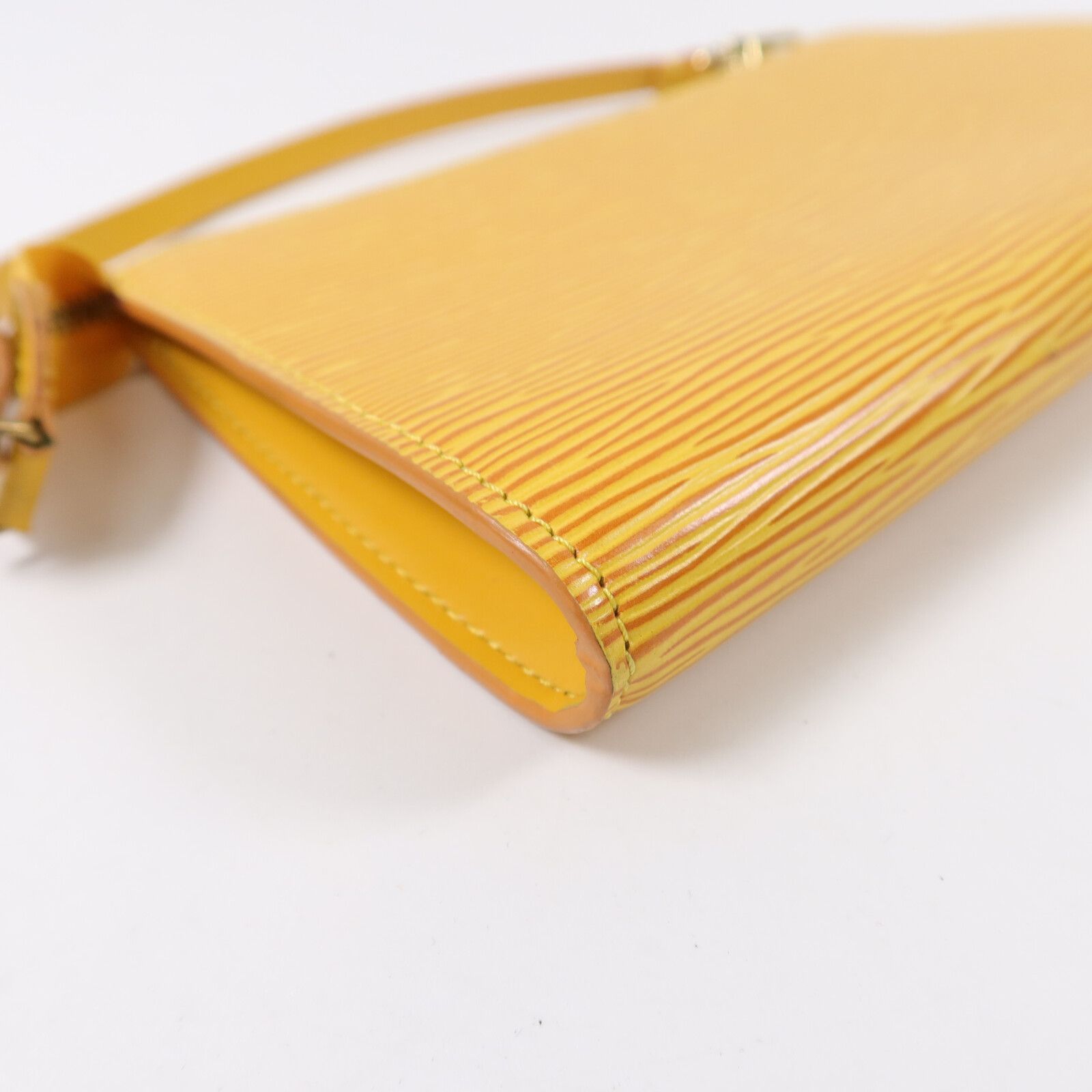 Epi Pochette Accessoires Shoulder Bag Yellow Mustard Accessory Pouch (with Handle) M 52959 — view 14