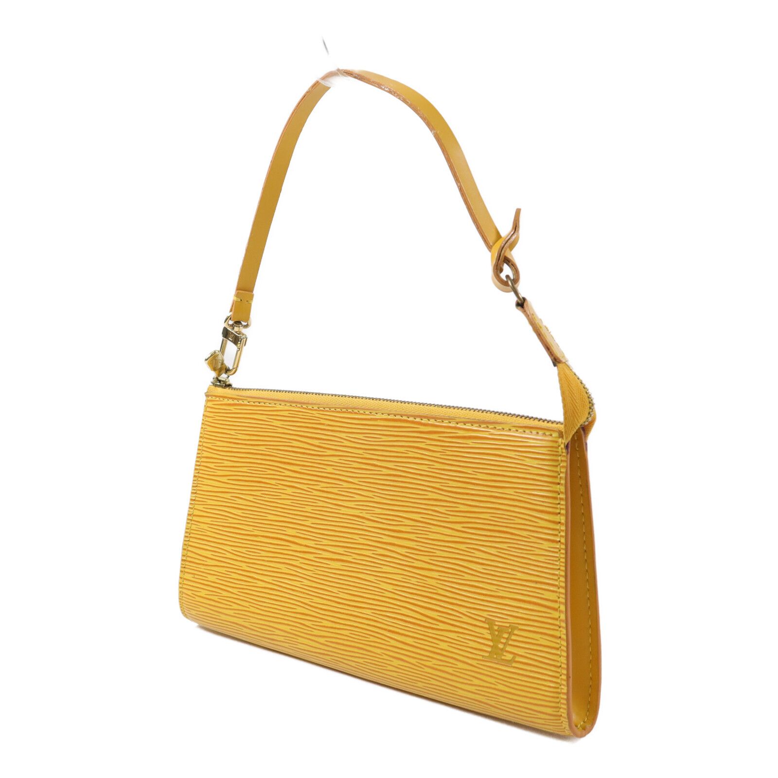 Epi Pochette Accessoires Shoulder Bag Yellow Mustard Accessory Pouch (with Handle) M 52959 — view 3