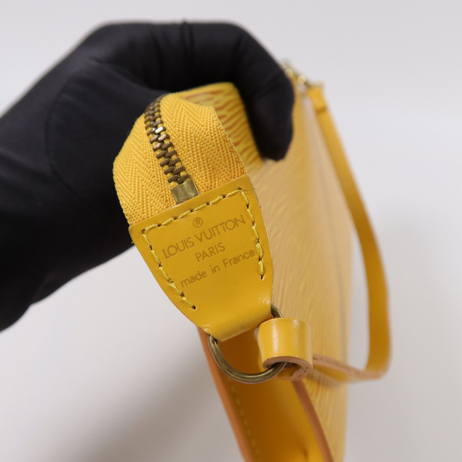Epi Pochette Accessoires Shoulder Bag Yellow Mustard Accessory Pouch (with Handle) M 52959 — view 9