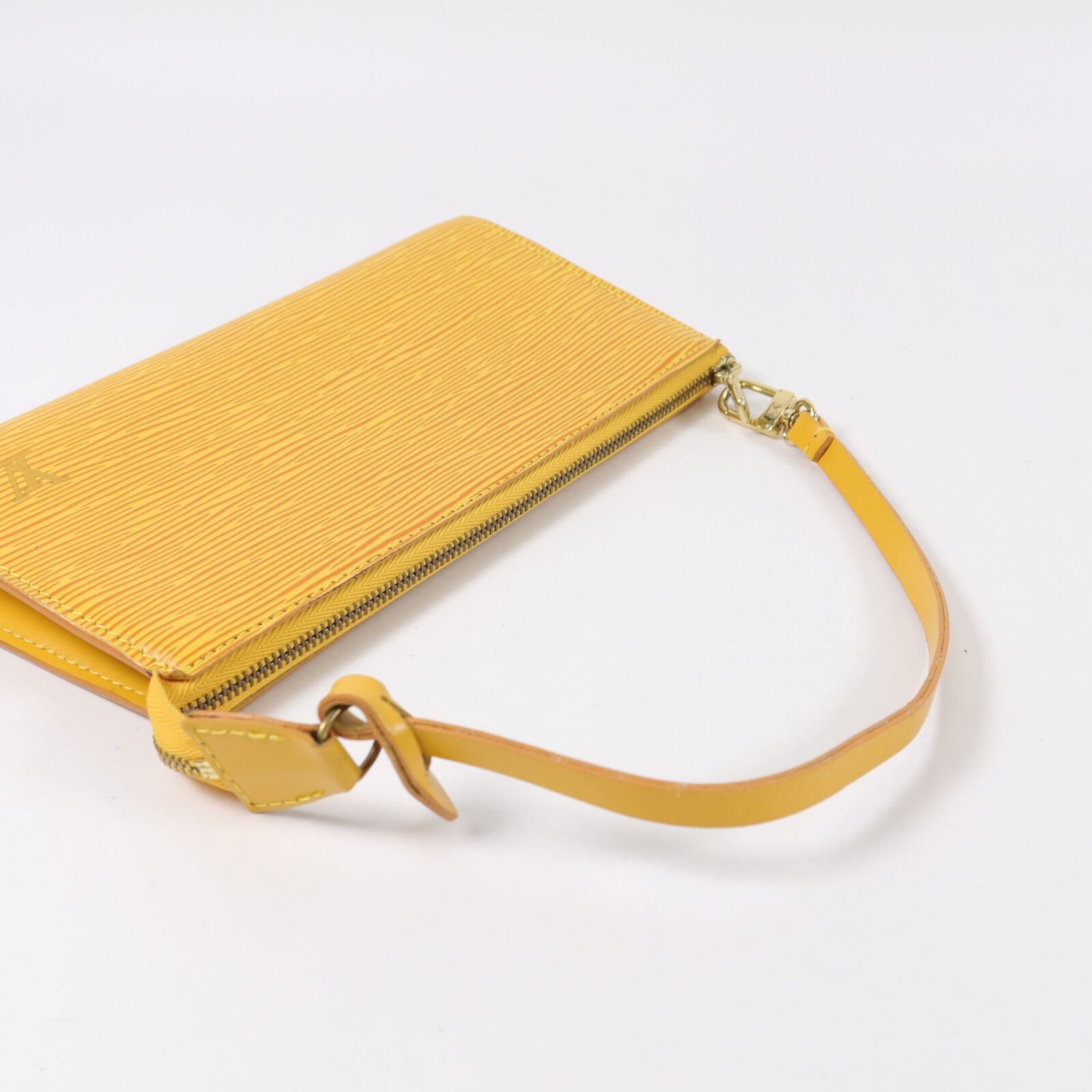 Epi Pochette Accessoires Shoulder Bag Yellow Mustard Accessory Pouch (with Handle) M 52959 — view 10