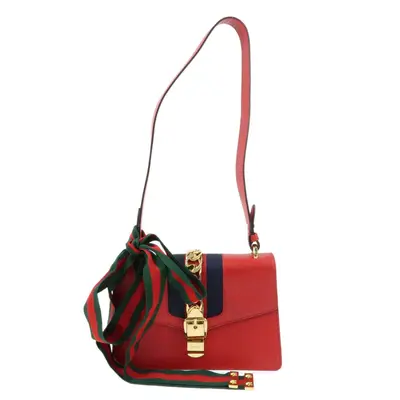 Sylvie Sherry Leather Shoulder Bag Red Ribbon Red 421882