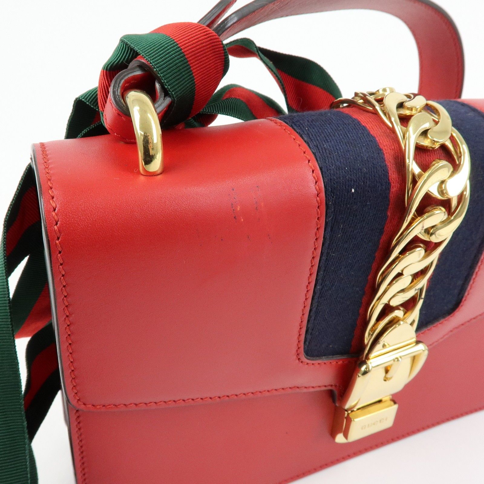 Sylvie Sherry Leather Shoulder Bag Red Ribbon Red 421882 — view 15