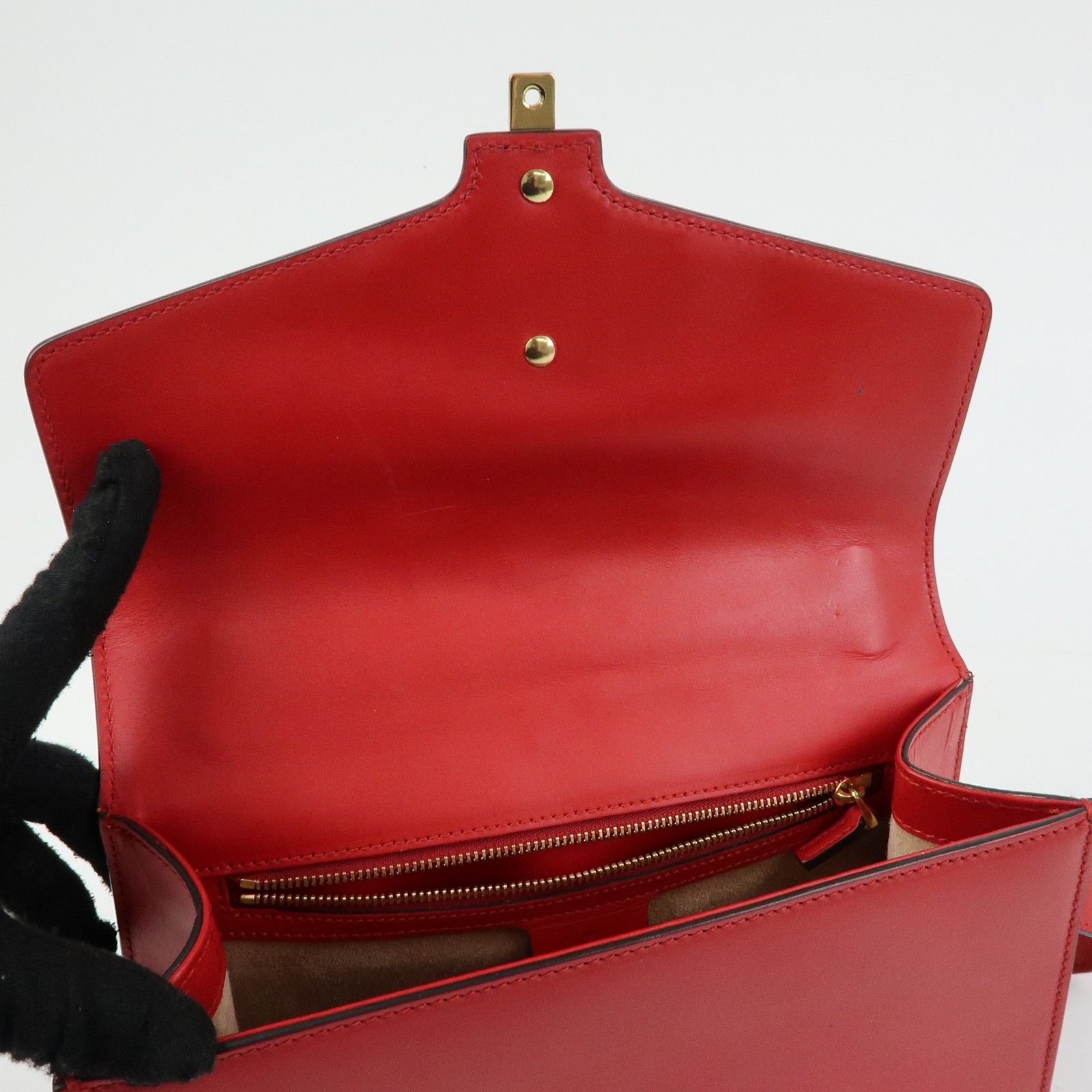 Sylvie Sherry Leather Shoulder Bag Red Ribbon Red 421882 — view 20