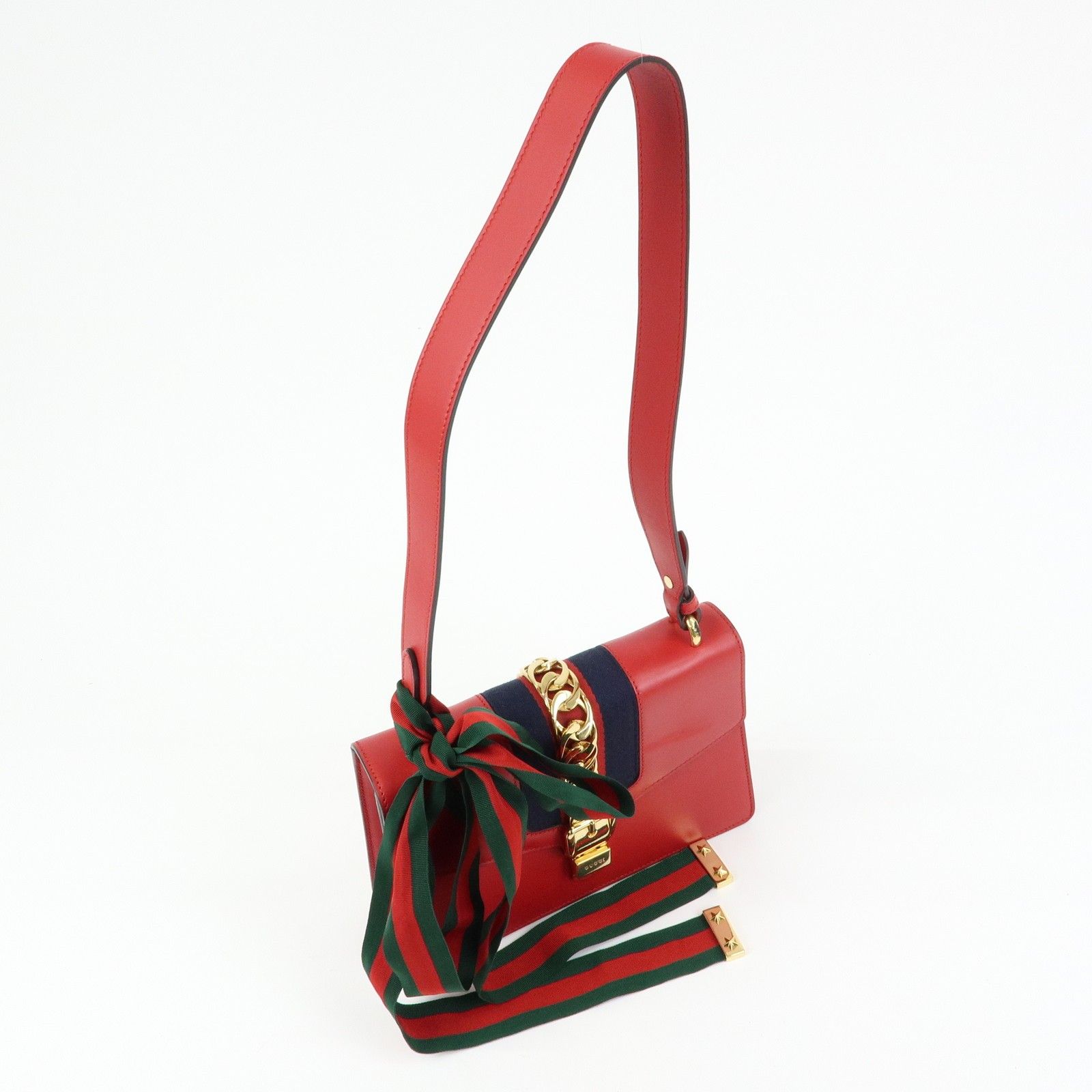 Sylvie Sherry Leather Shoulder Bag Red Ribbon Red 421882 — view 4