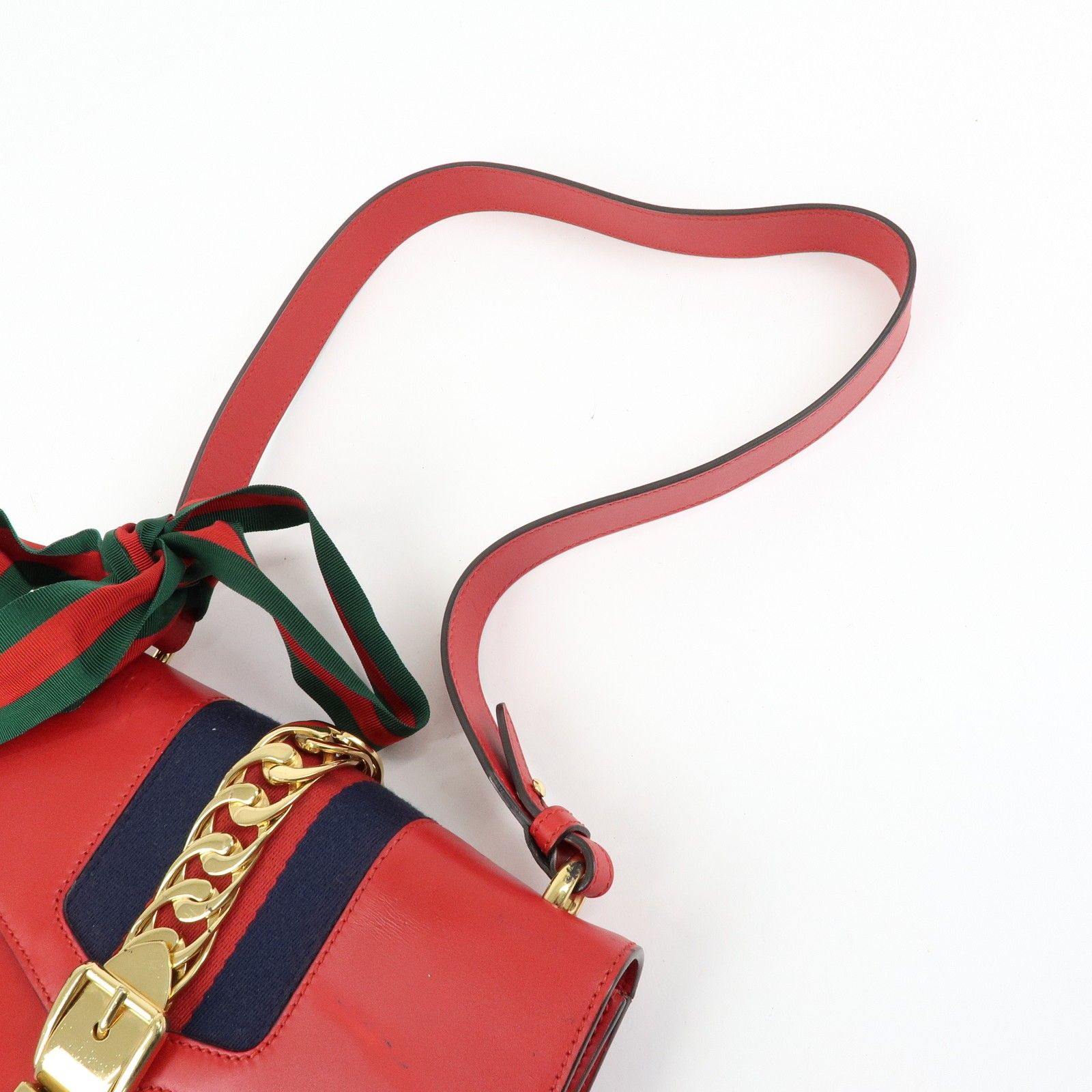Sylvie Sherry Leather Shoulder Bag Red Ribbon Red 421882 — view 7