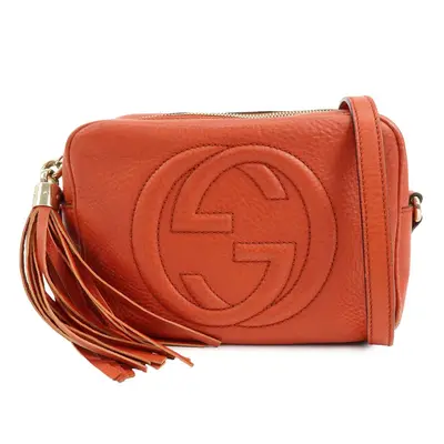 SOHO Interlocking G Leather Chain Shoulder Bag Orange 308364