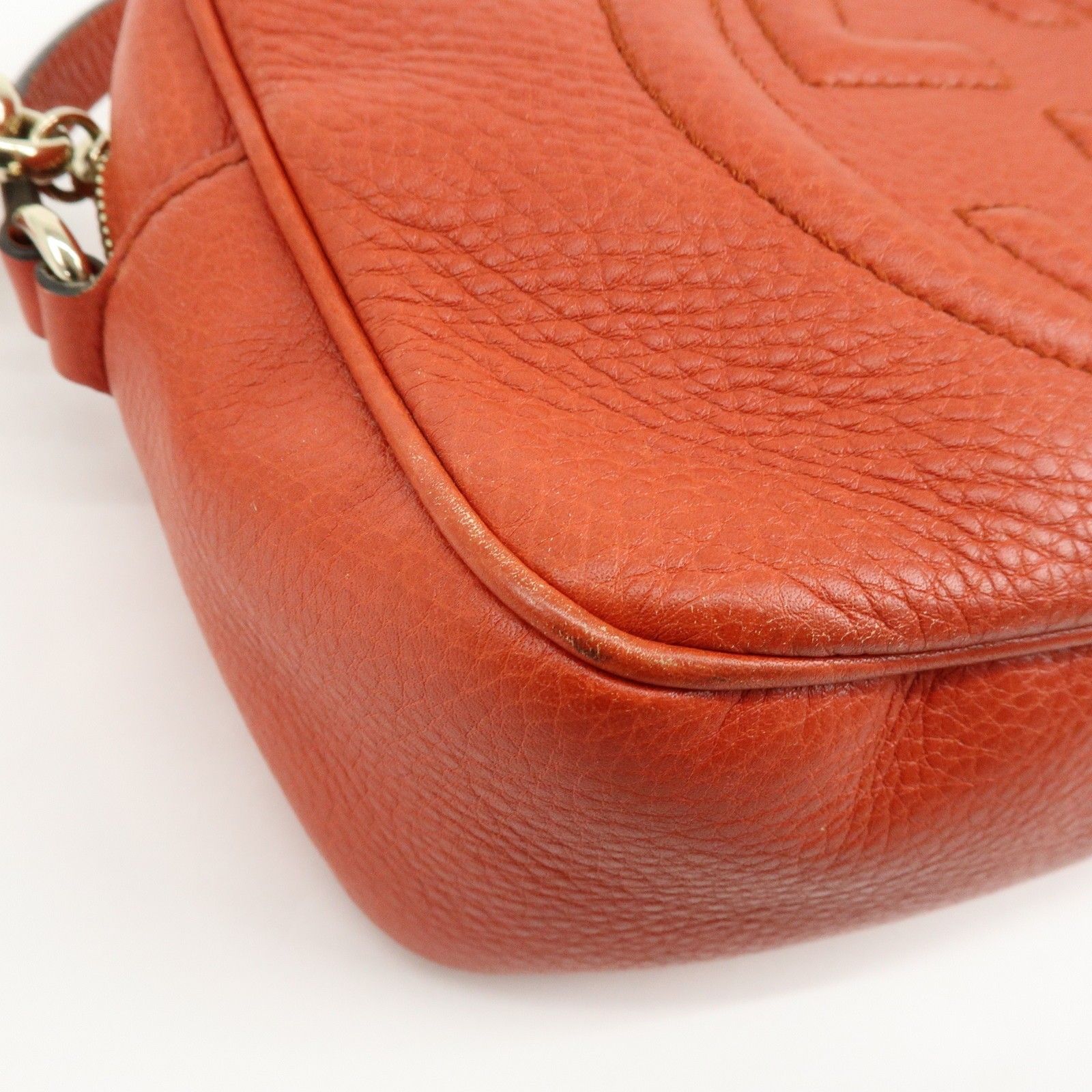 SOHO Interlocking G Leather Chain Shoulder Bag Orange 308364 — view 11
