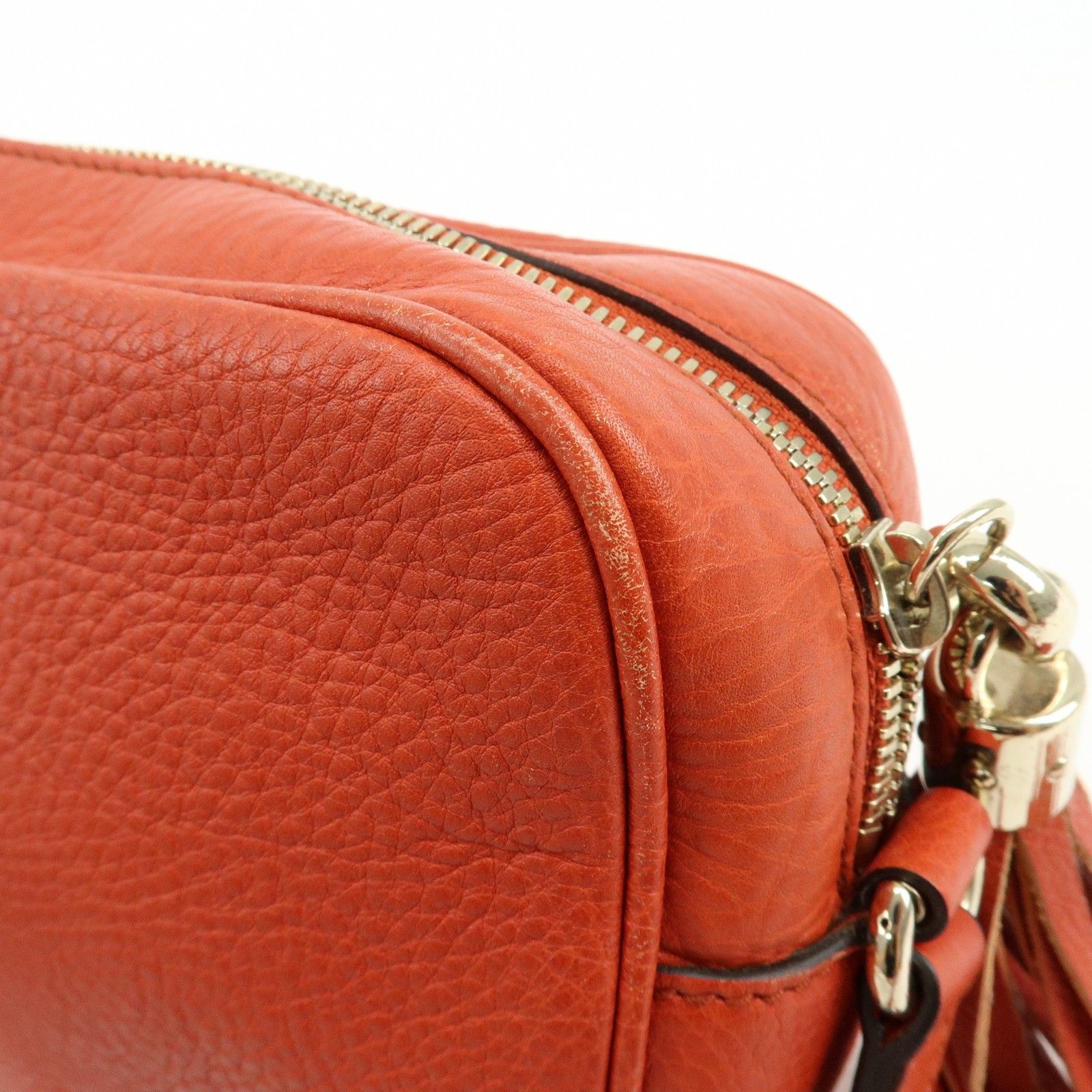 SOHO Interlocking G Leather Chain Shoulder Bag Orange 308364 — view 15