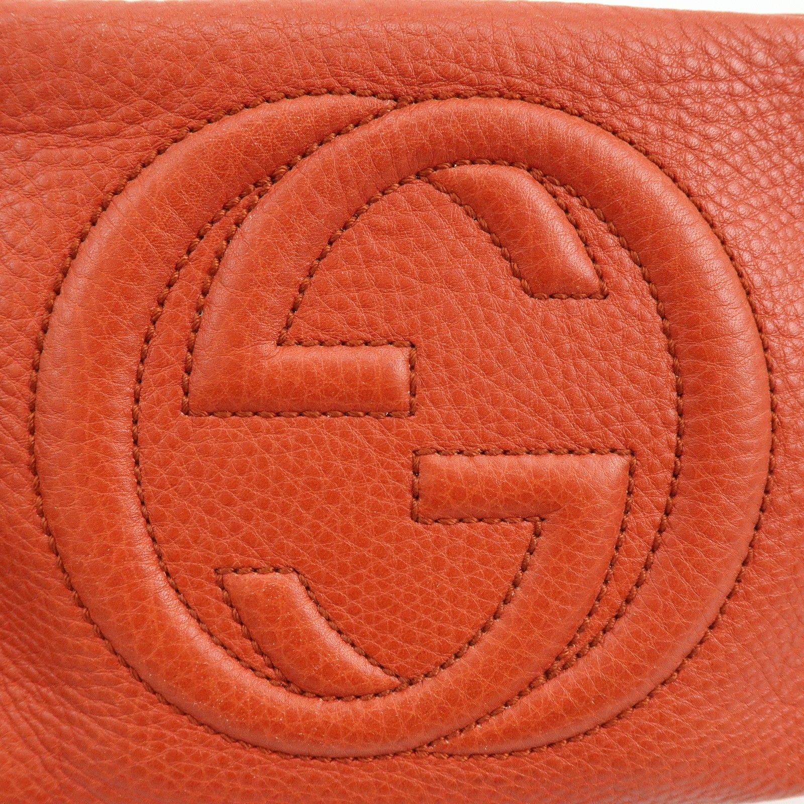 SOHO Interlocking G Leather Chain Shoulder Bag Orange 308364 — view 17