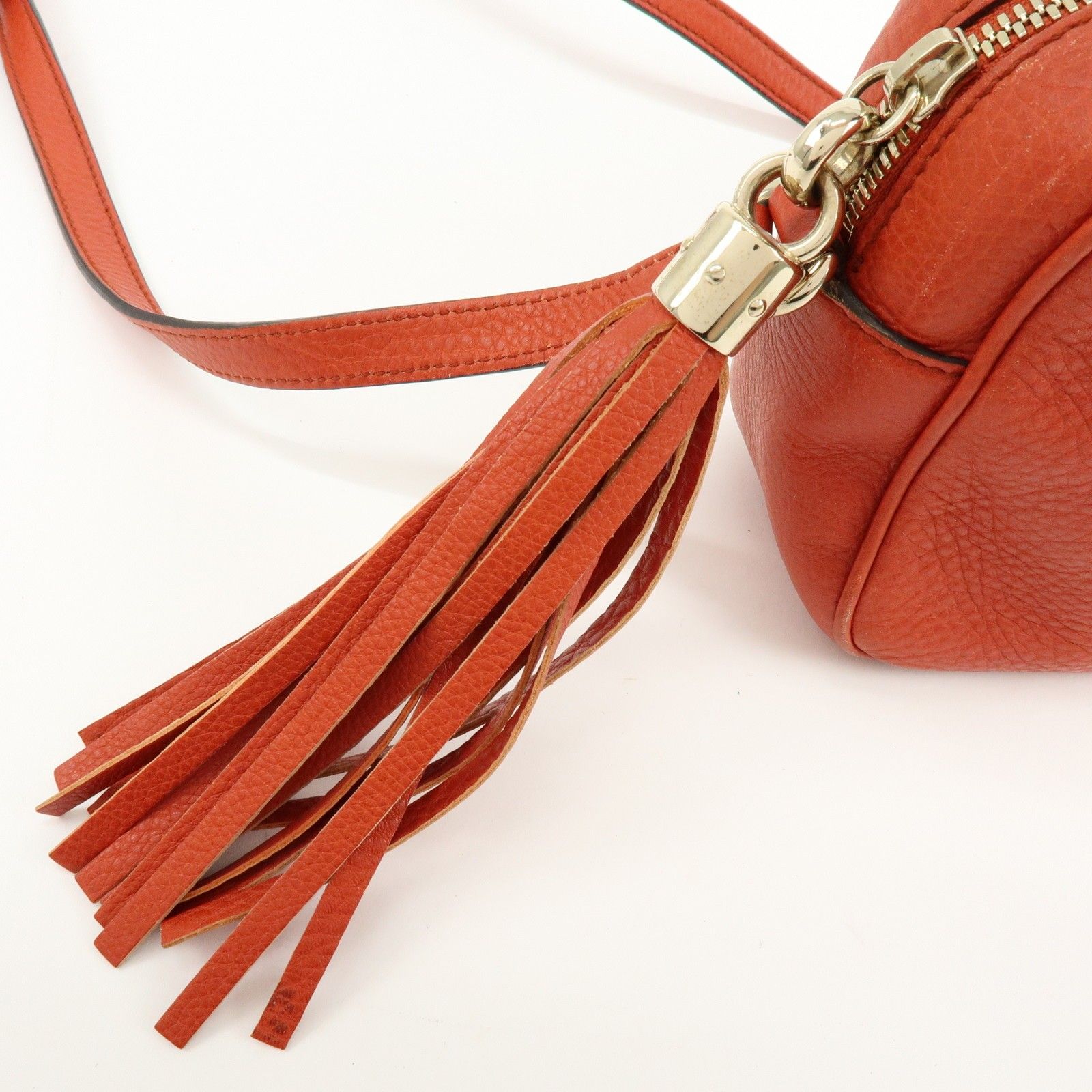 SOHO Interlocking G Leather Chain Shoulder Bag Orange 308364 — view 18
