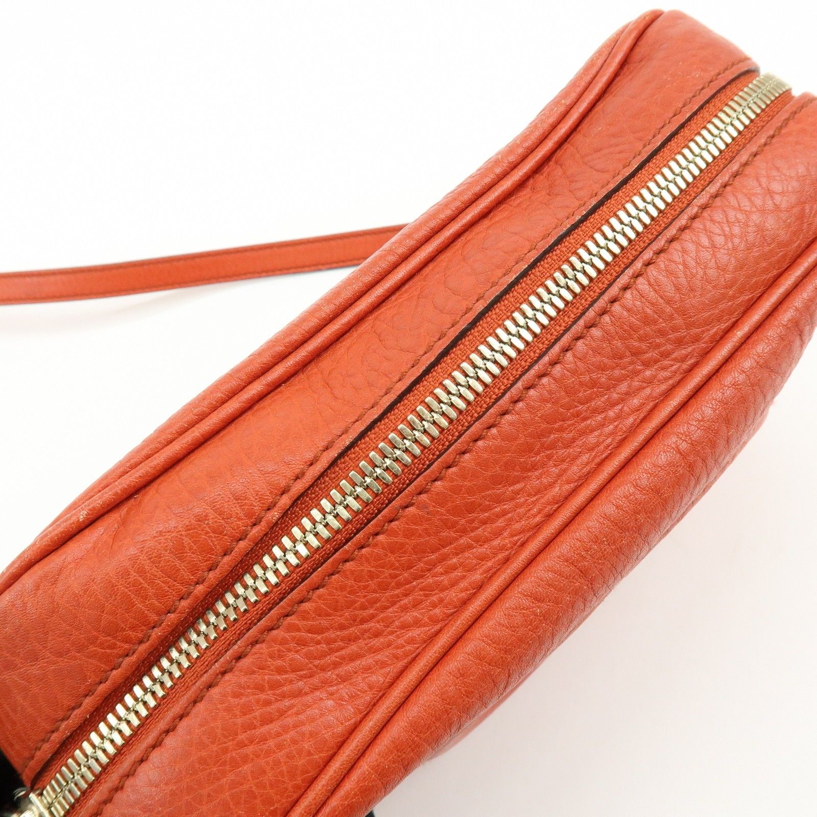 SOHO Interlocking G Leather Chain Shoulder Bag Orange 308364 — view 19