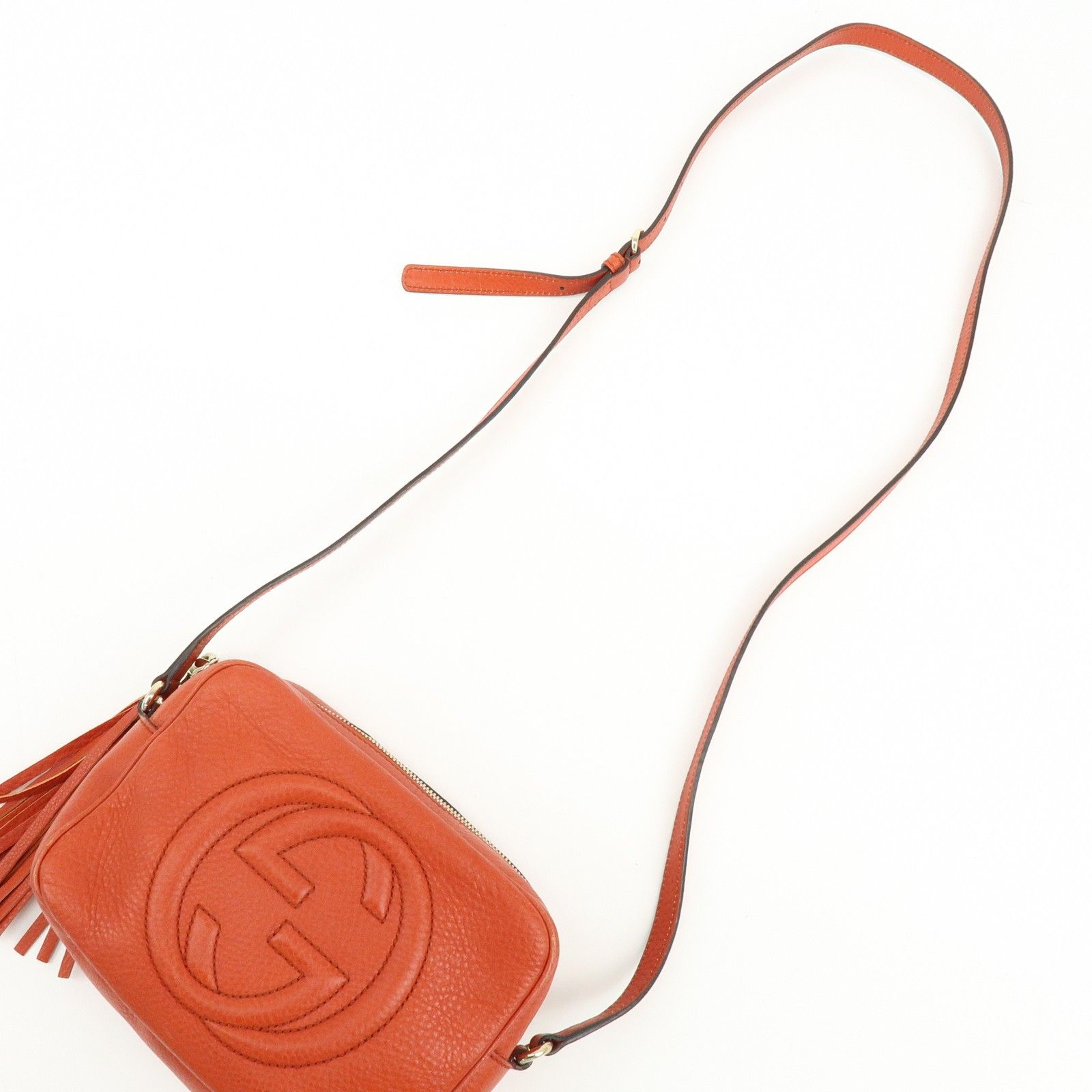 SOHO Interlocking G Leather Chain Shoulder Bag Orange 308364 — view 7