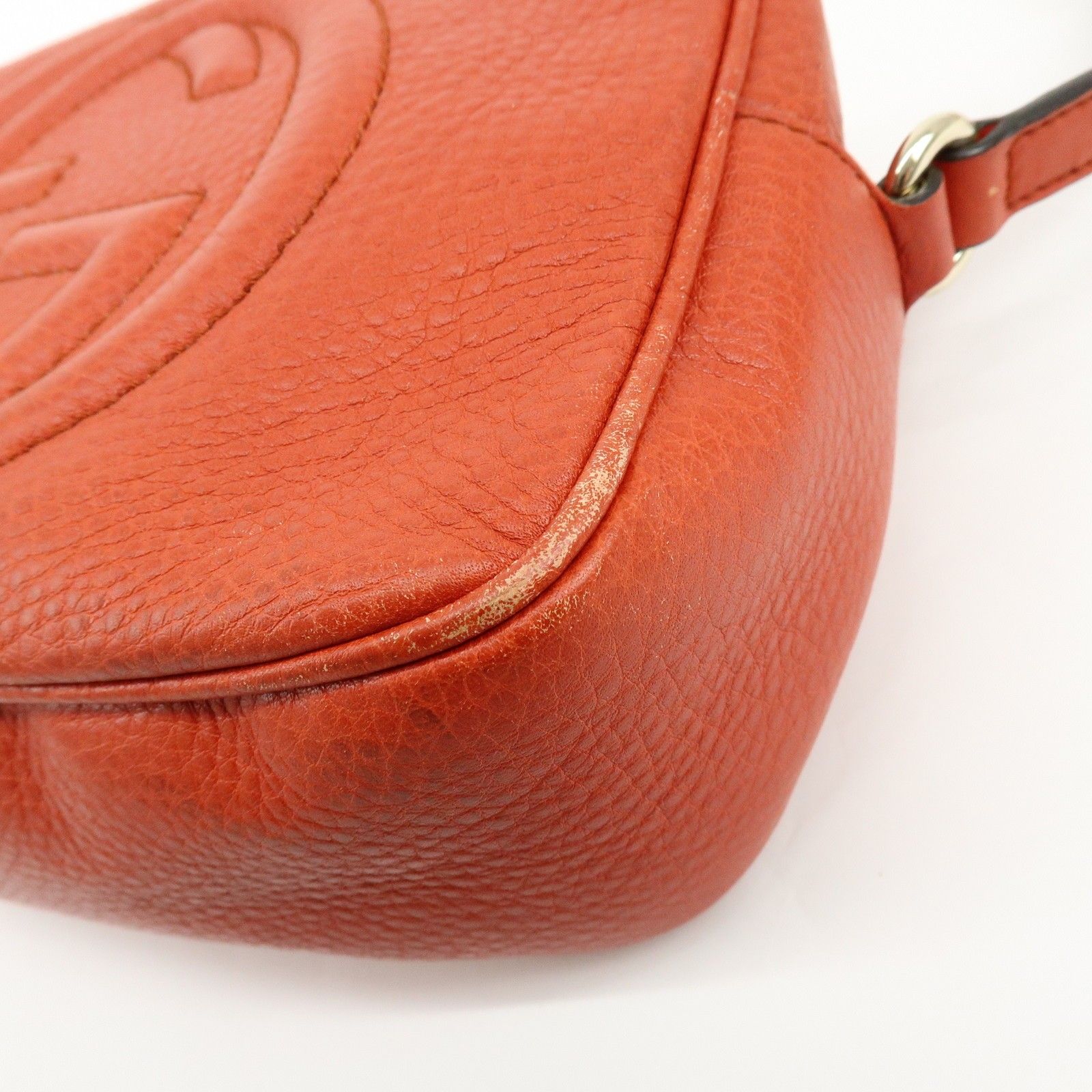 SOHO Interlocking G Leather Chain Shoulder Bag Orange 308364 — view 10