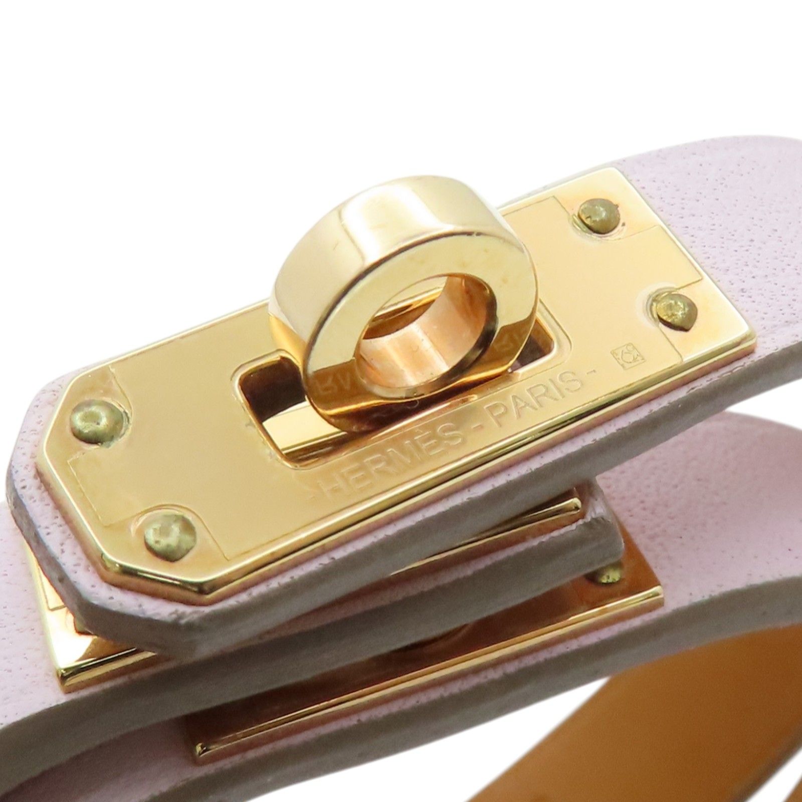 Mini Kelly Double Tour Bracelet Swift Leather Pink U Stamp — view 8