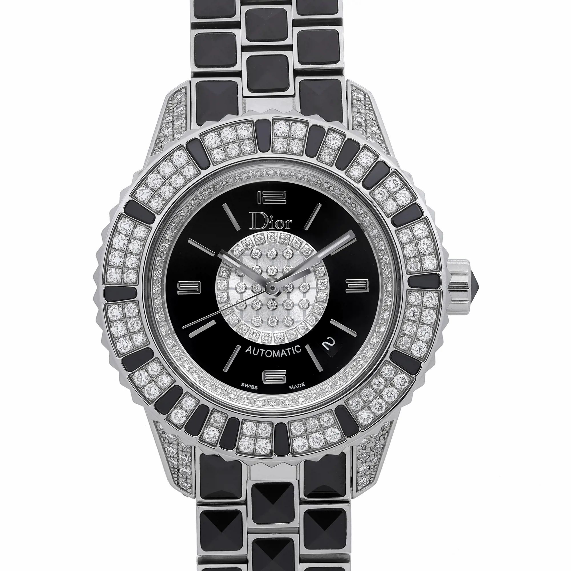 Christal 33mm Steel Ceramic Diamond Black Dial Automatic Watch CD113513M001 — view 2