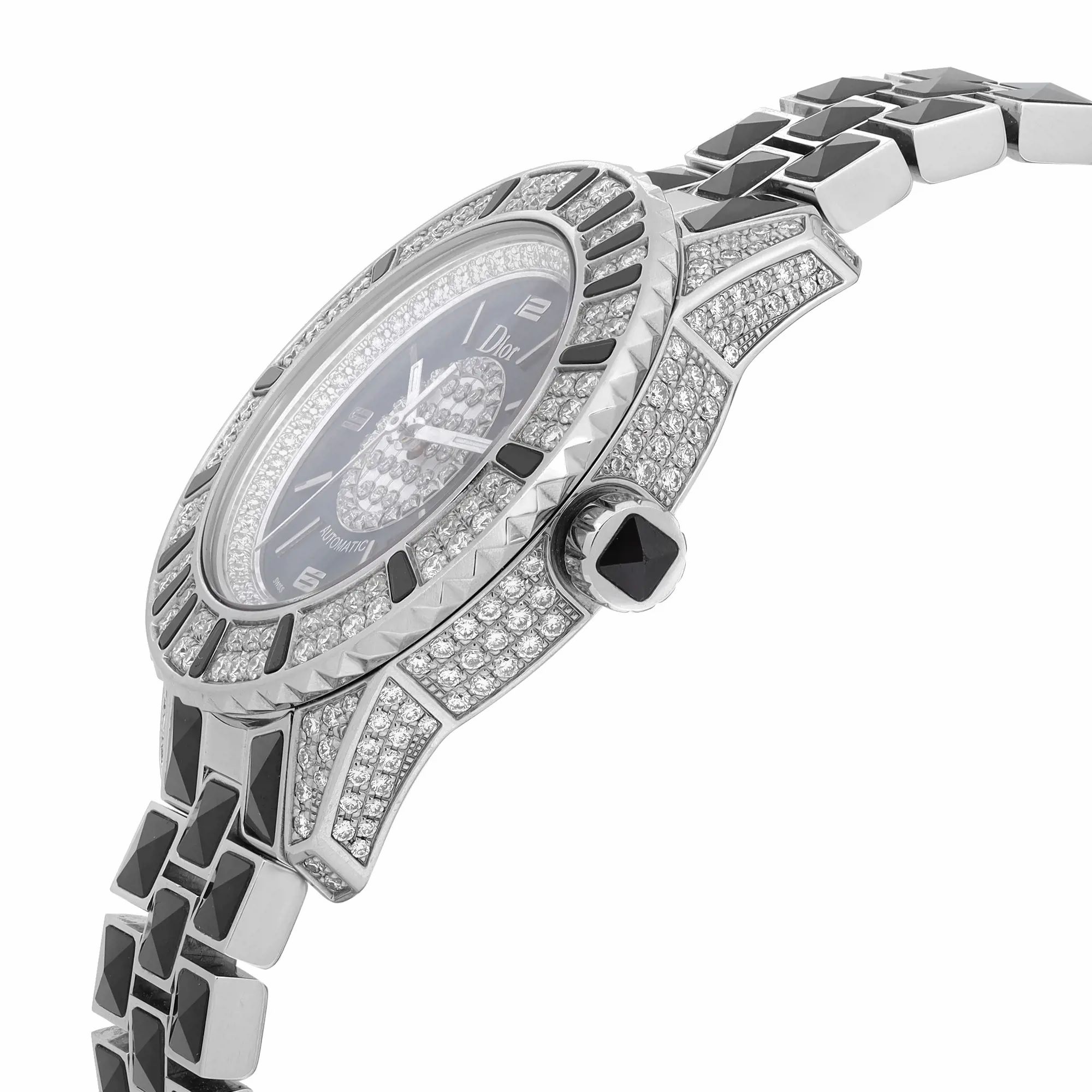 Christal 33mm Steel Ceramic Diamond Black Dial Automatic Watch CD113513M001 — view 3