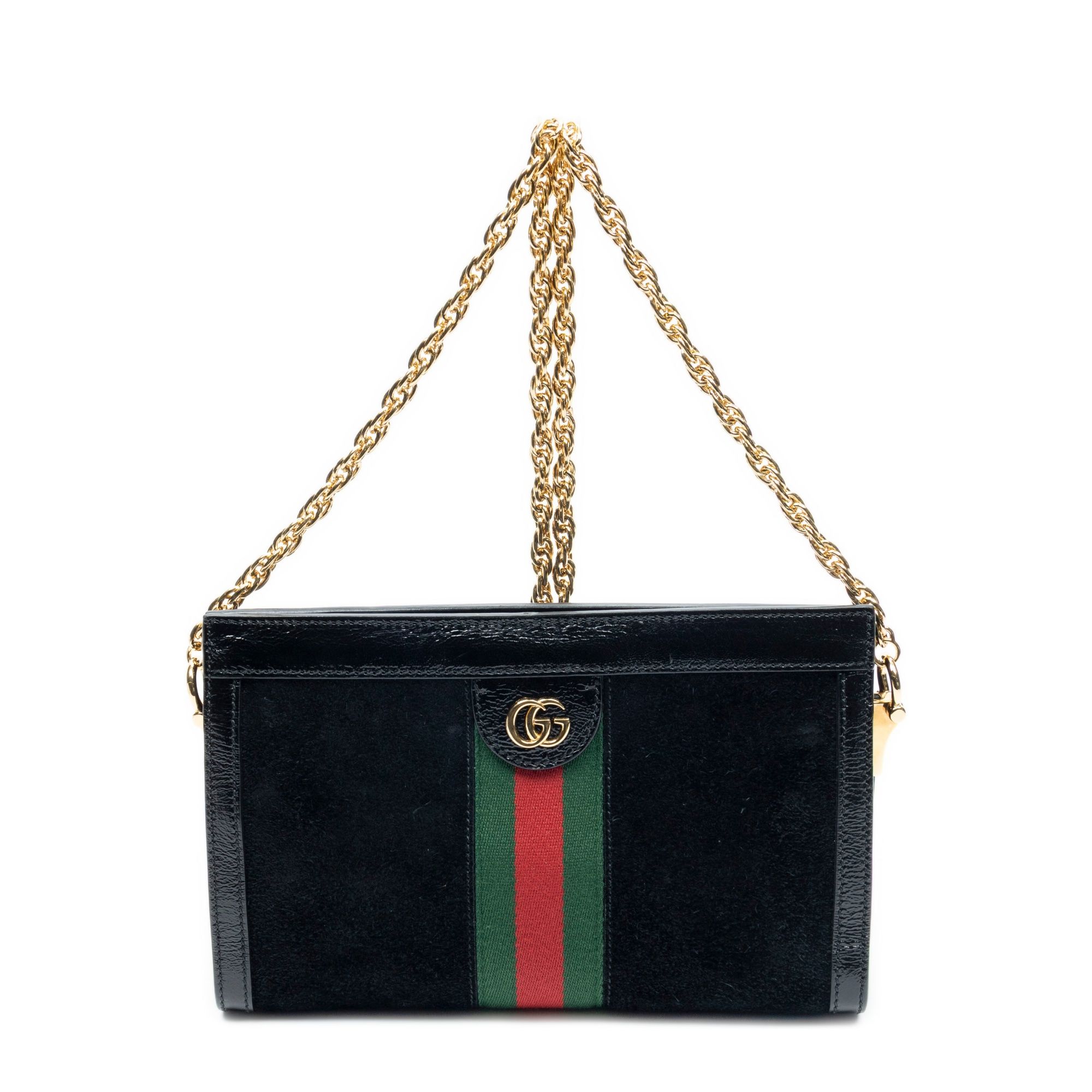 Small Web GG Ophidia Black Suede Leather Gold