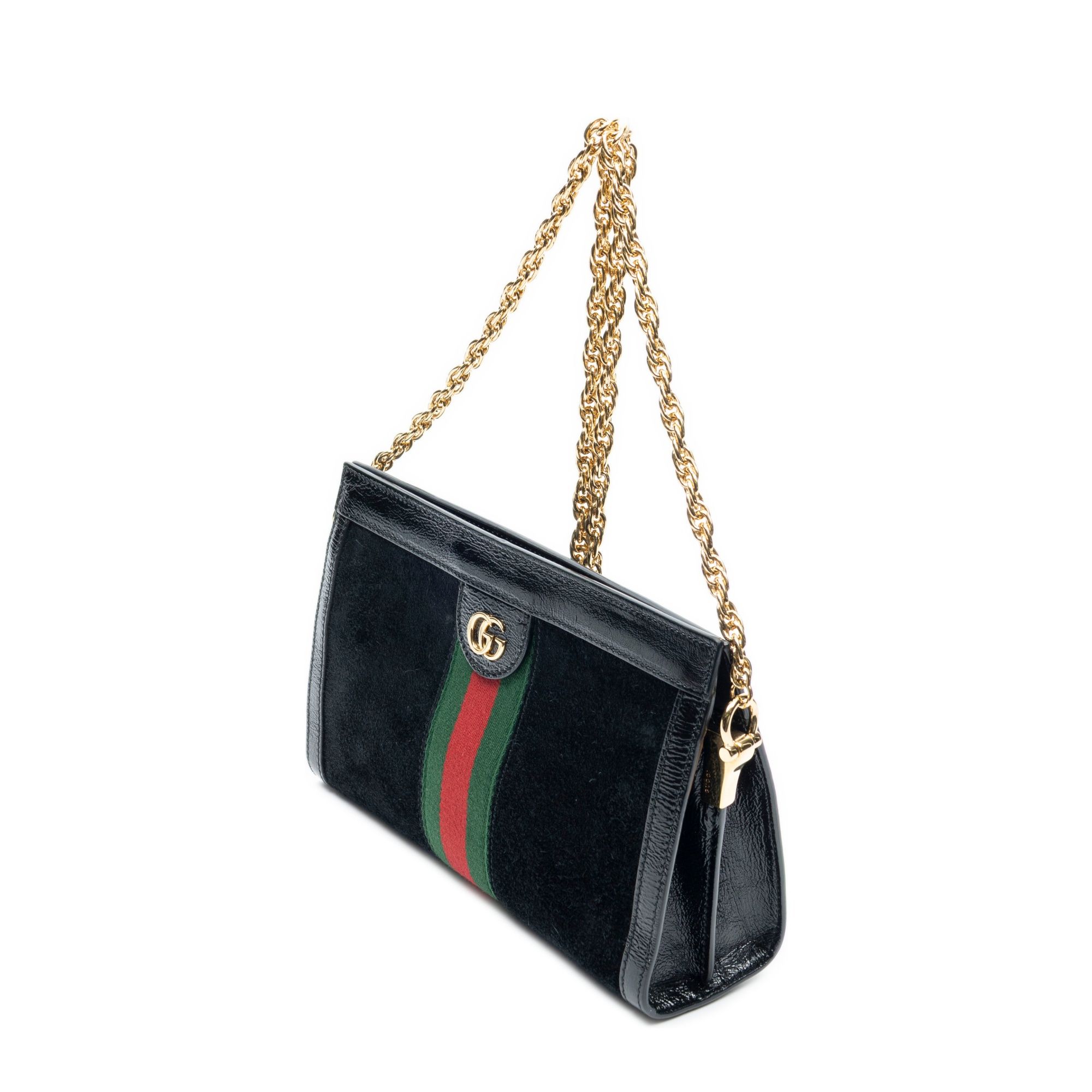Small Web GG Ophidia Black Suede Leather Gold — view 2