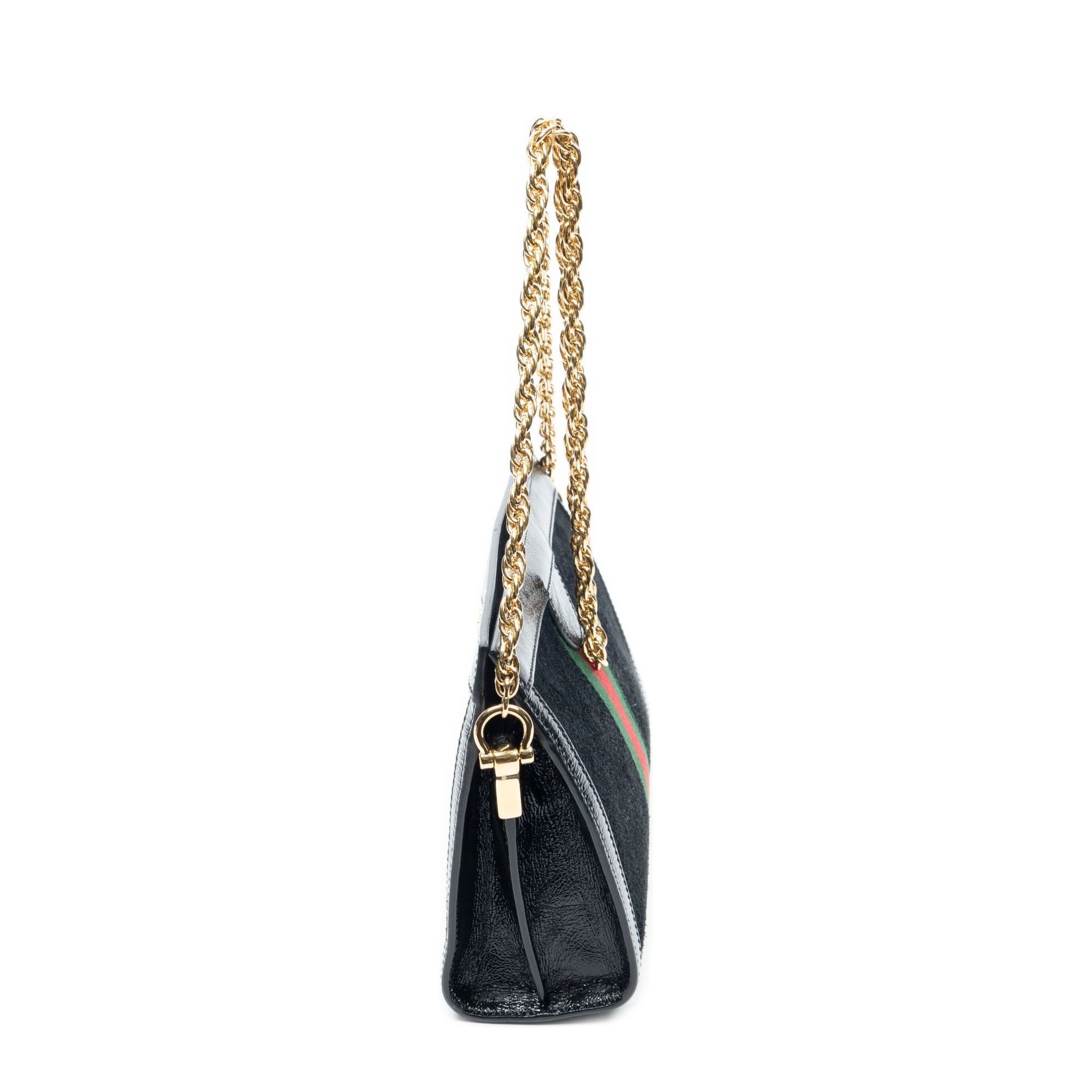 Small Web GG Ophidia Black Suede Leather Gold — view 3
