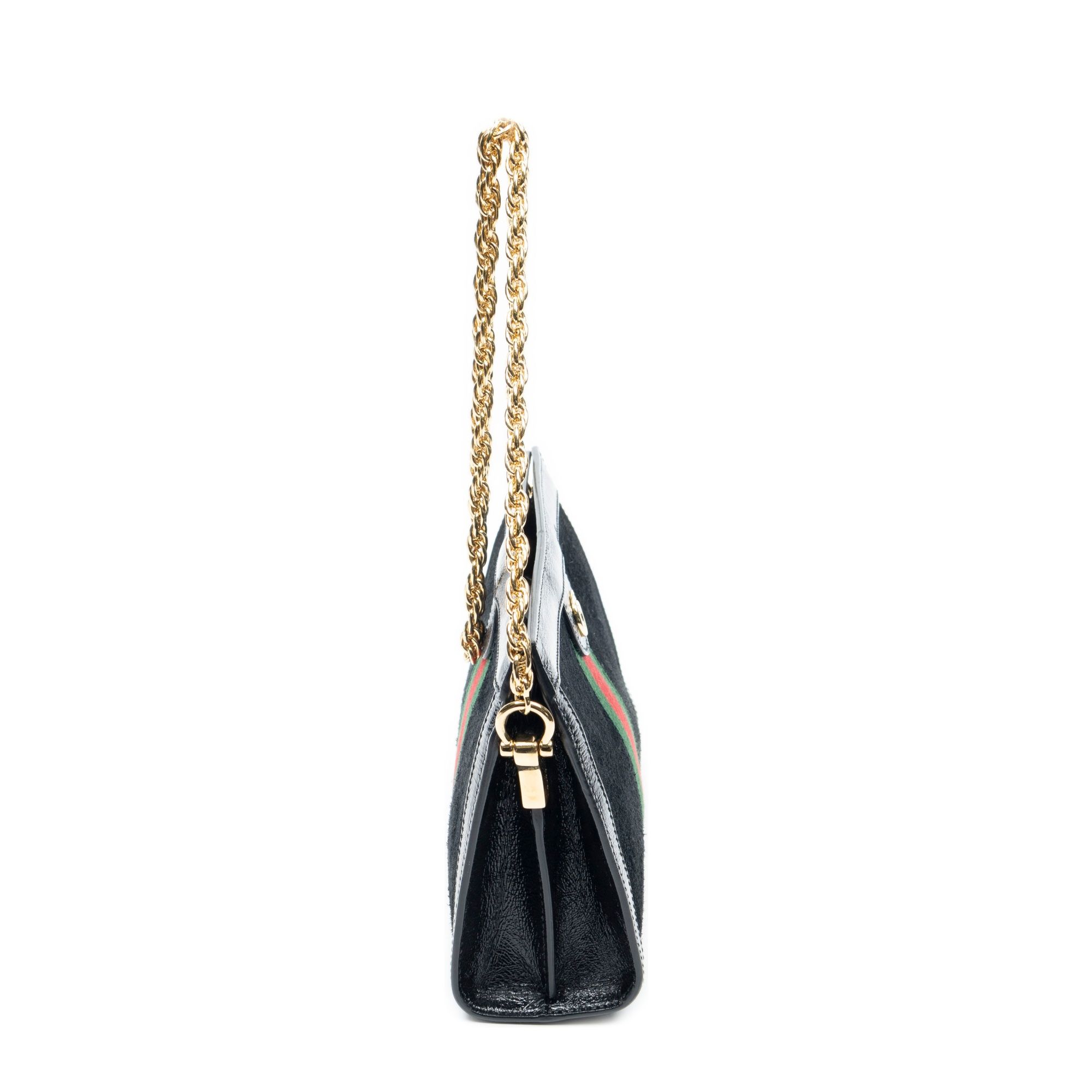 Small Web GG Ophidia Black Suede Leather Gold — view 4