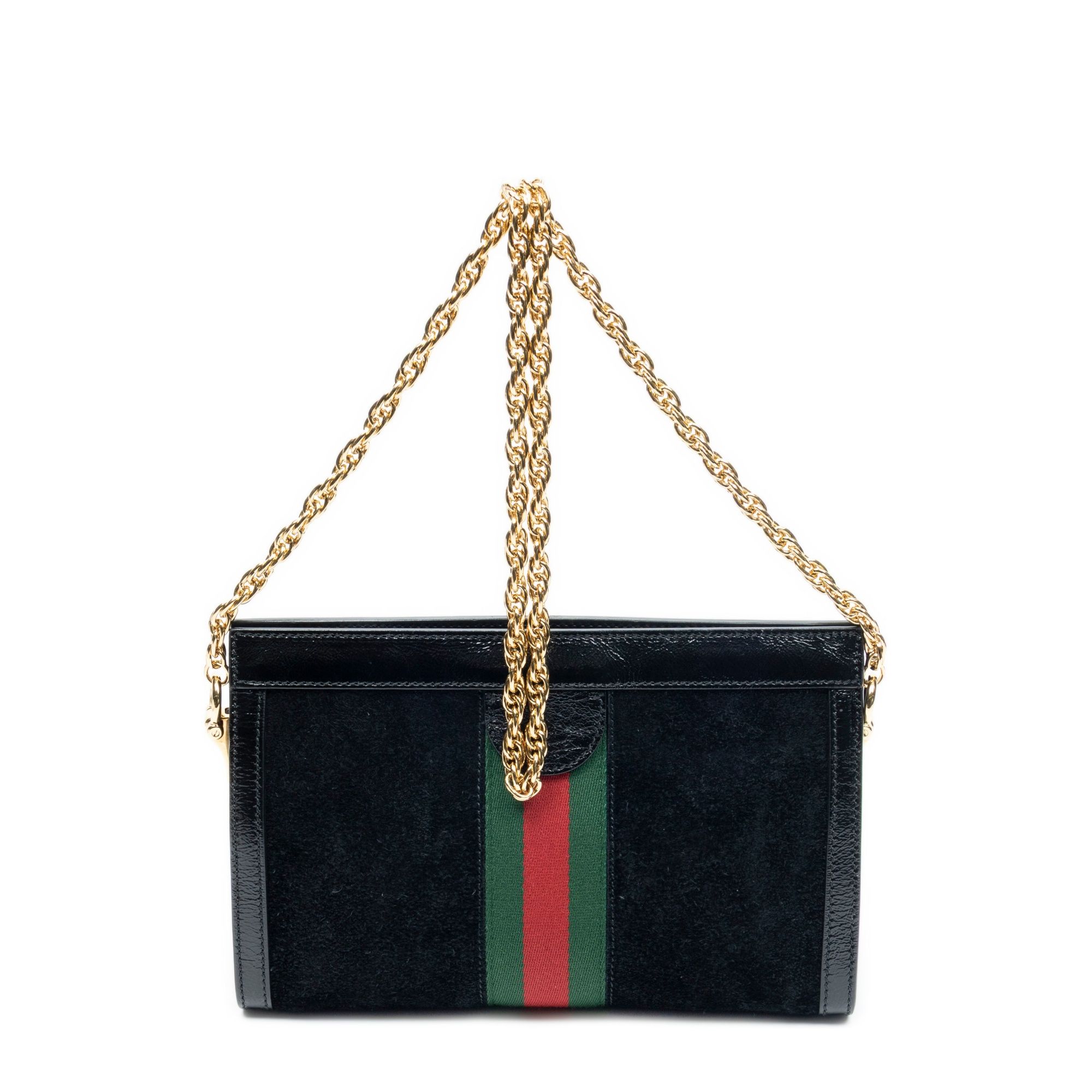 Small Web GG Ophidia Black Suede Leather Gold — view 5