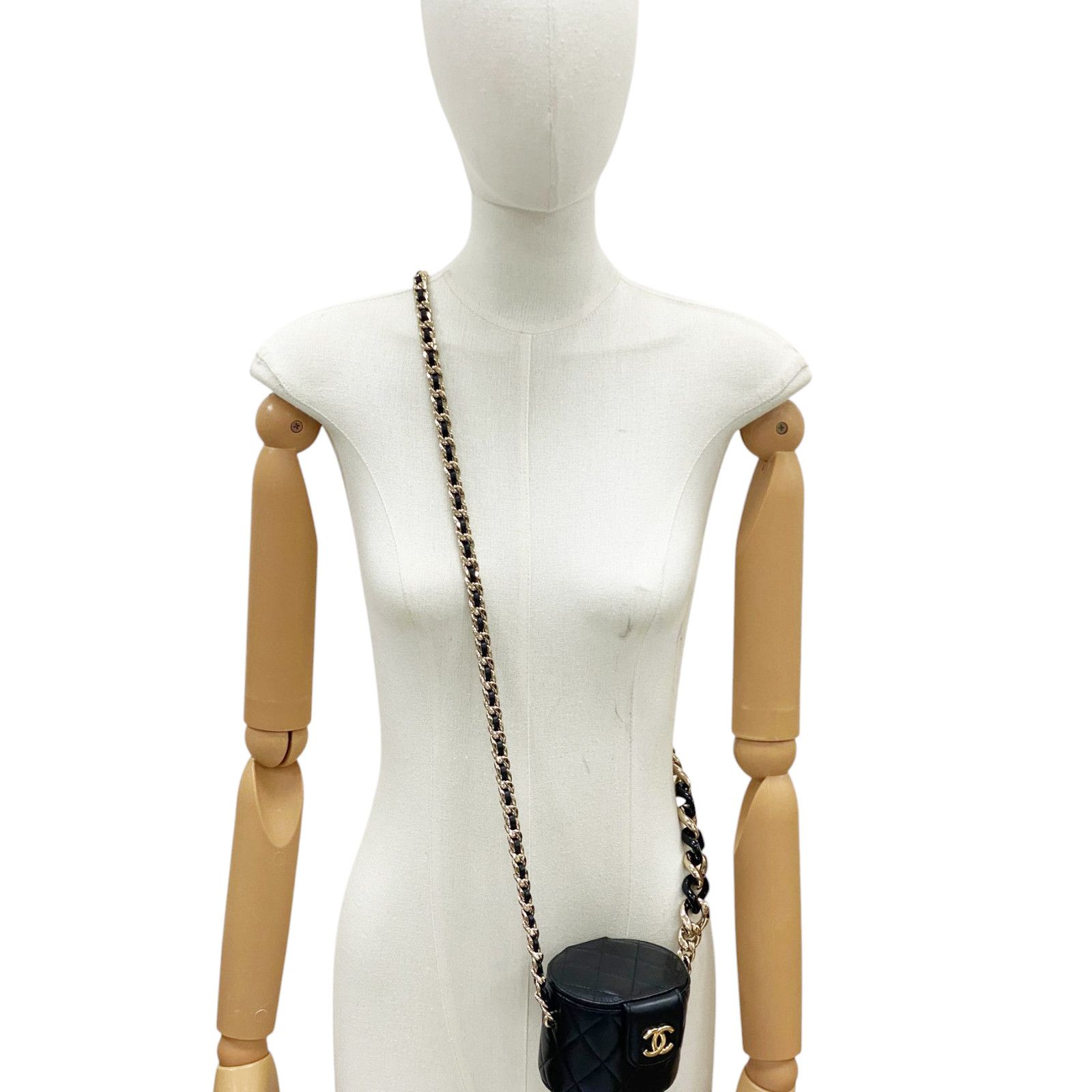 Lambskin Elegant Chain Tubular Vanity Case Shoulder Bag — view 7