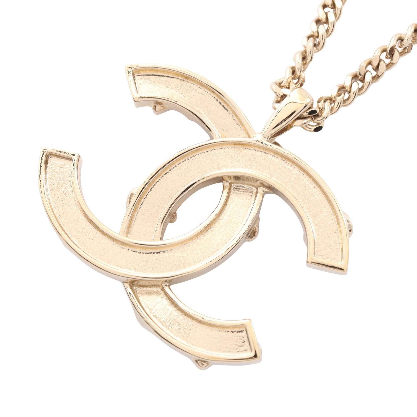 Gold Black Pink B 24p Coco Mark Icon Motif Necklace Gold Plated — view 2