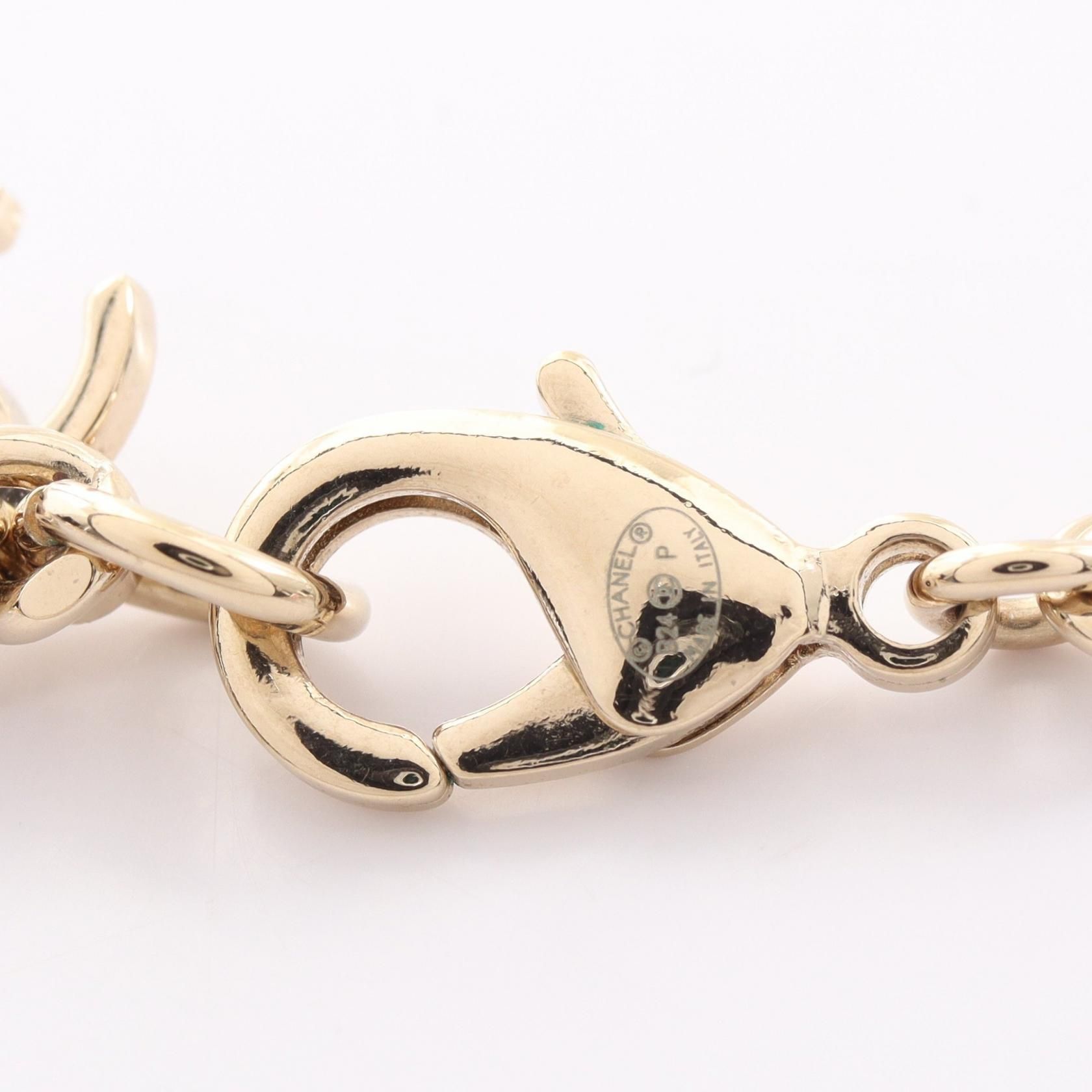Gold Black Pink B 24p Coco Mark Icon Motif Necklace Gold Plated — view 4