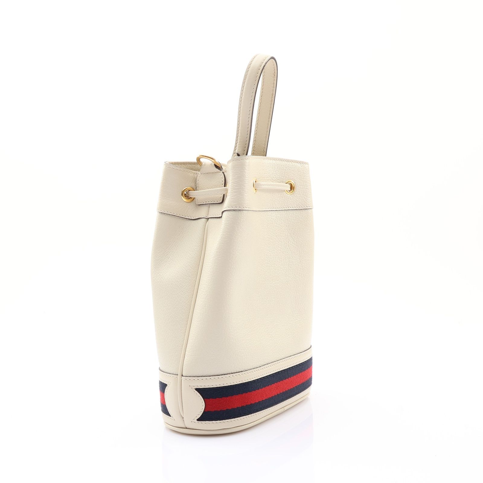 Ophidia Shoulder Bucket Bag Shoulder Handbag Leather White 610846 — view 2