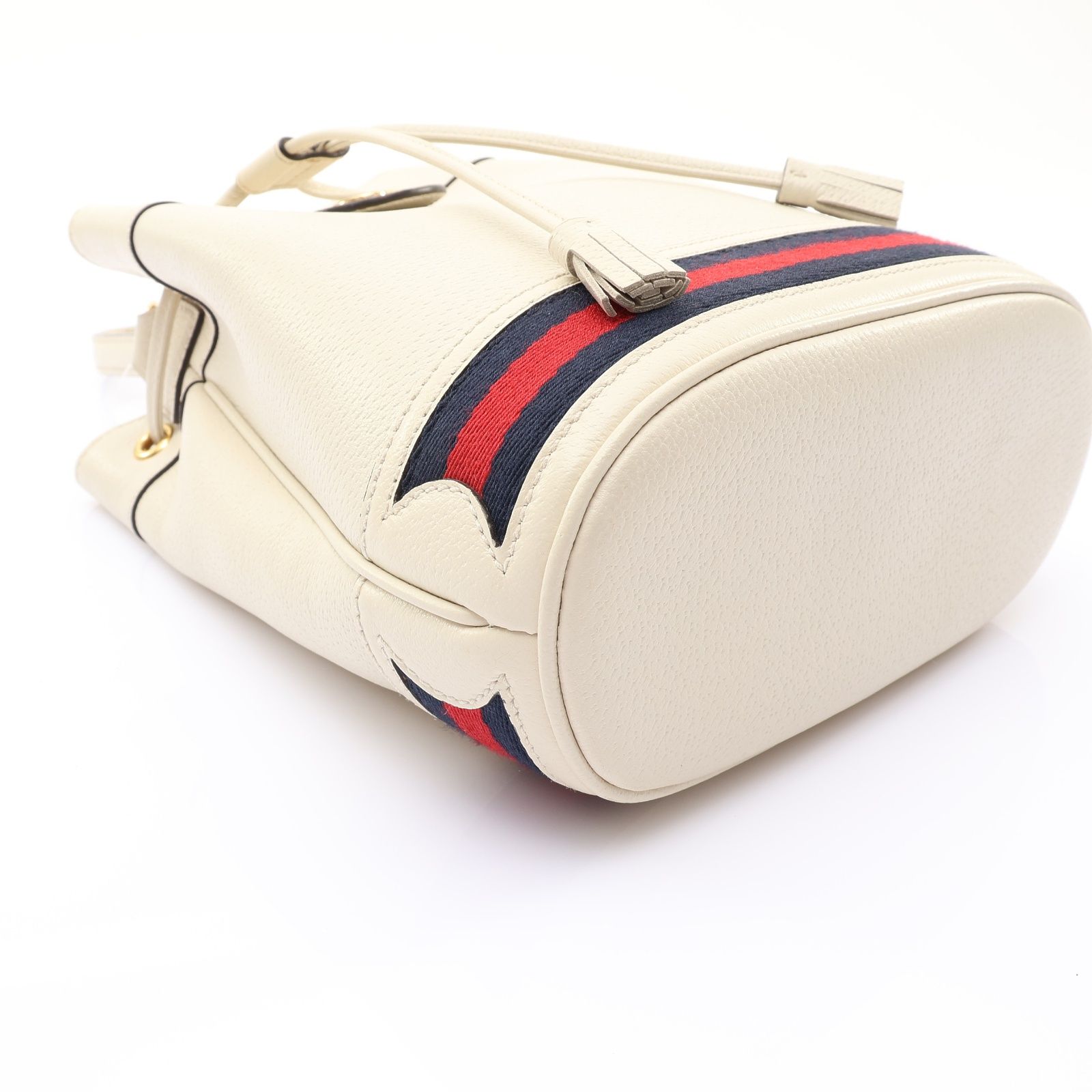 Ophidia Shoulder Bucket Bag Shoulder Handbag Leather White 610846 — view 7