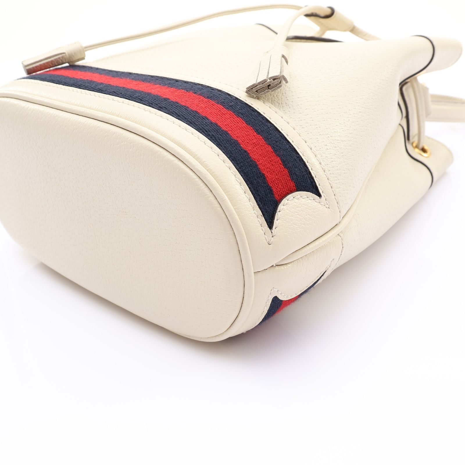 Ophidia Shoulder Bucket Bag Shoulder Handbag Leather White 610846 — view 8