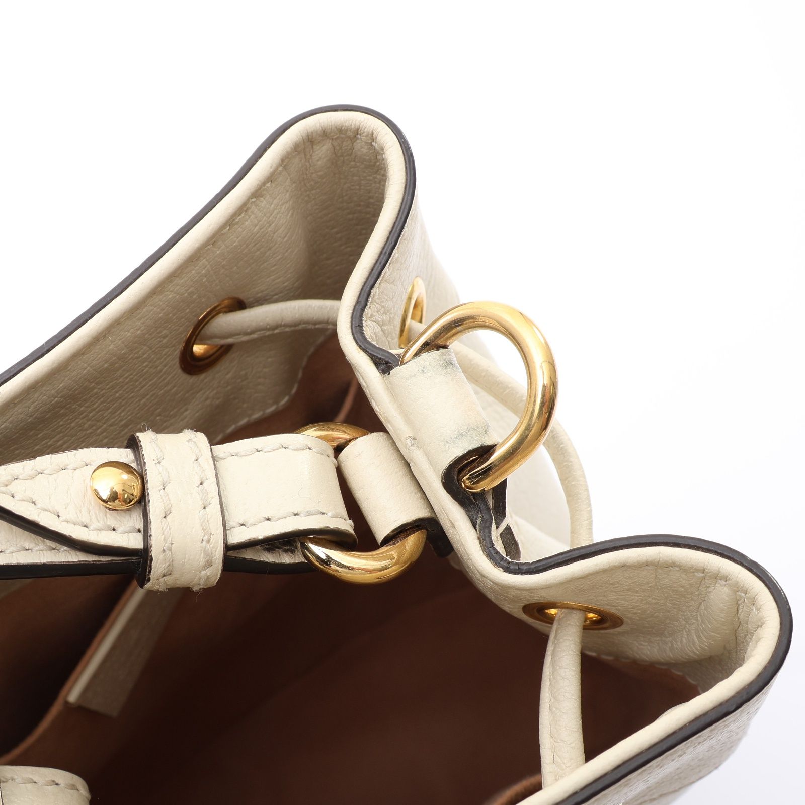 Ophidia Shoulder Bucket Bag Shoulder Handbag Leather White 610846 — view 9