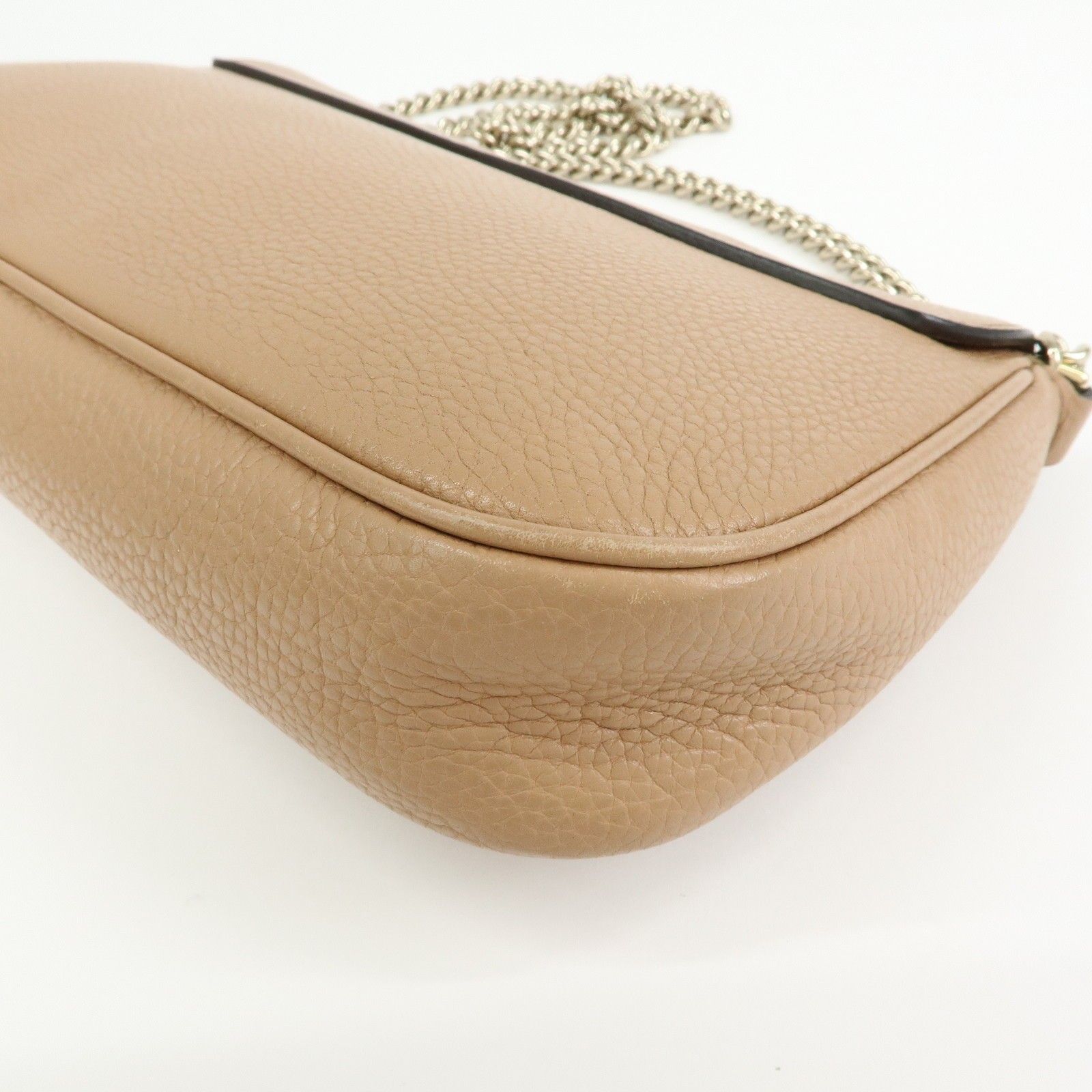 SOHO Leather Chain Shoulder Bag Crossbody Bag Beige 536224 — view 12