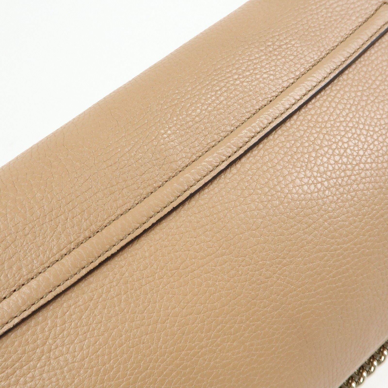 SOHO Leather Chain Shoulder Bag Crossbody Bag Beige 536224 — view 17