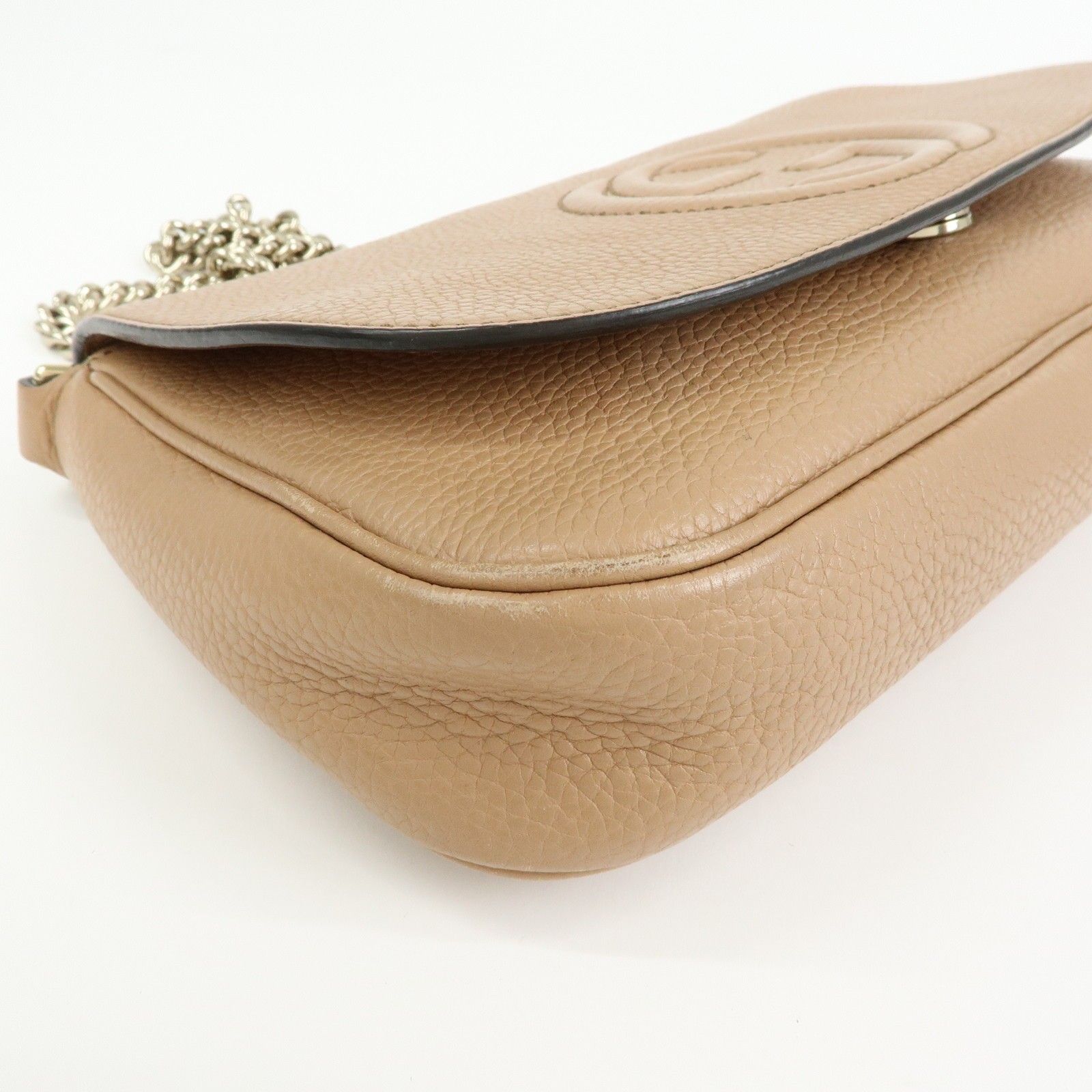 SOHO Leather Chain Shoulder Bag Crossbody Bag Beige 536224 — view 9