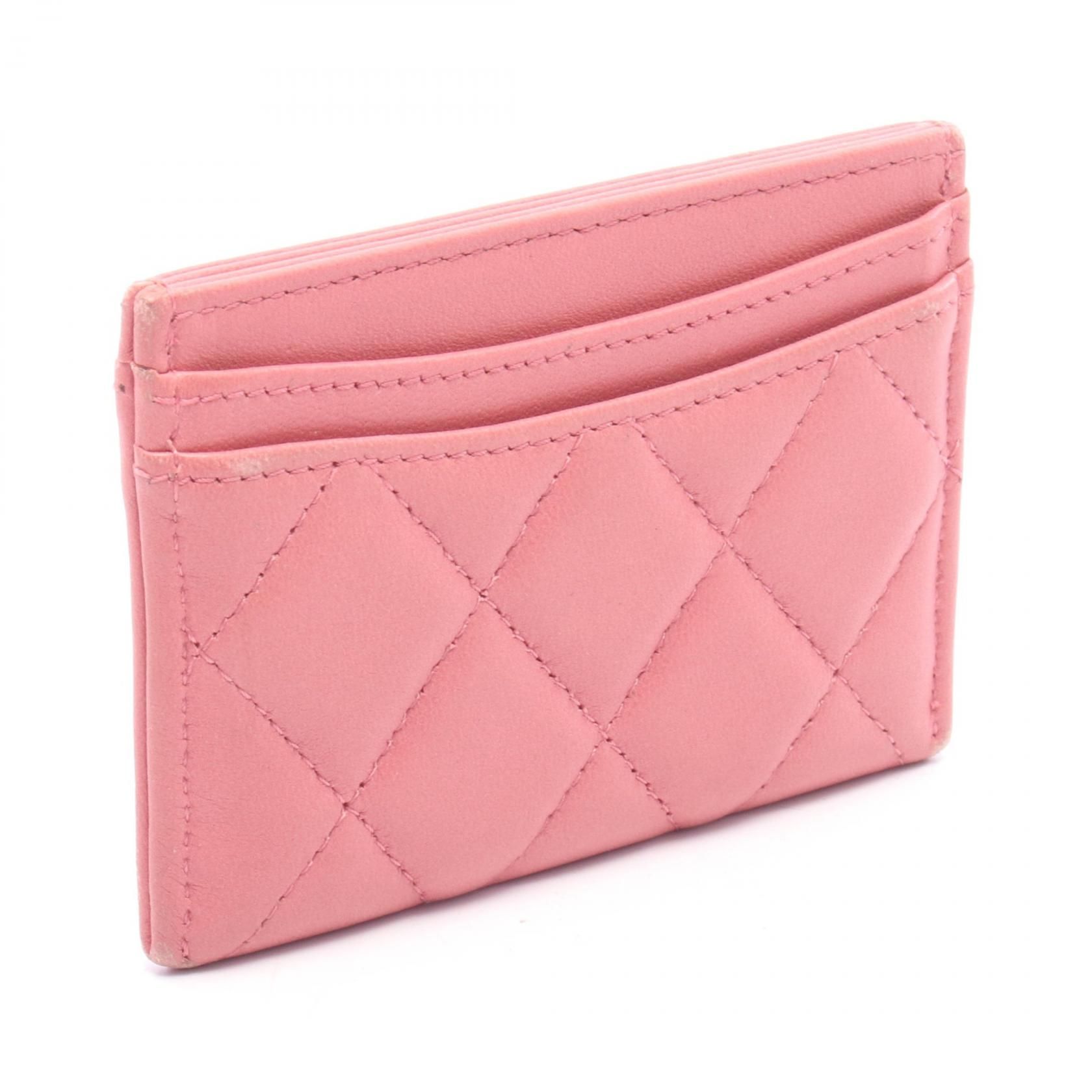 Pink Lambskin Card Case w/SHW — view 2