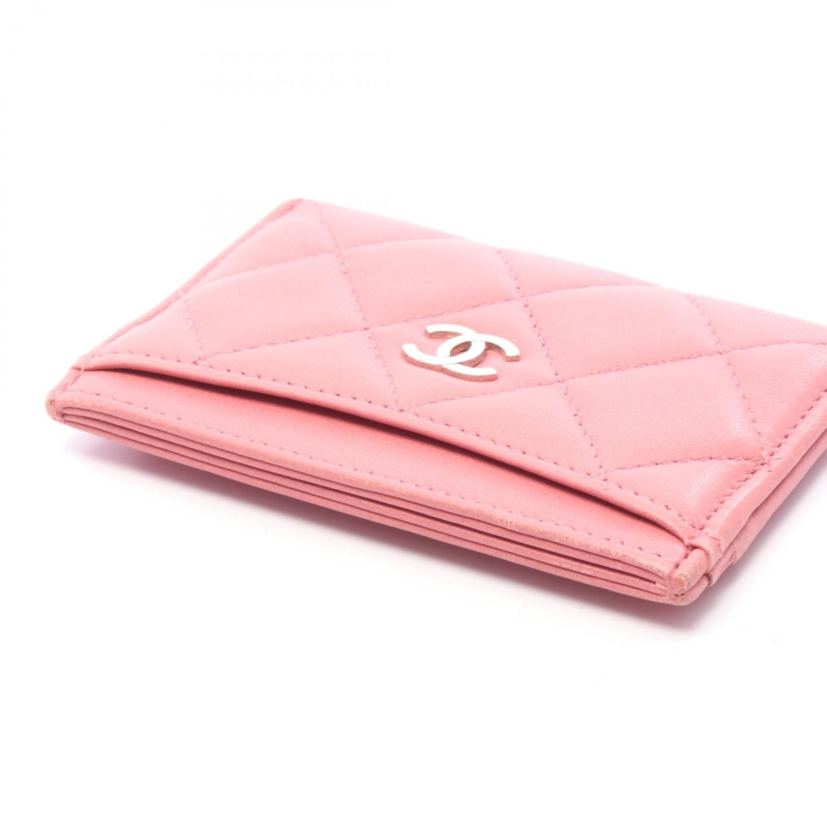Pink Lambskin Card Case w/SHW — view 3