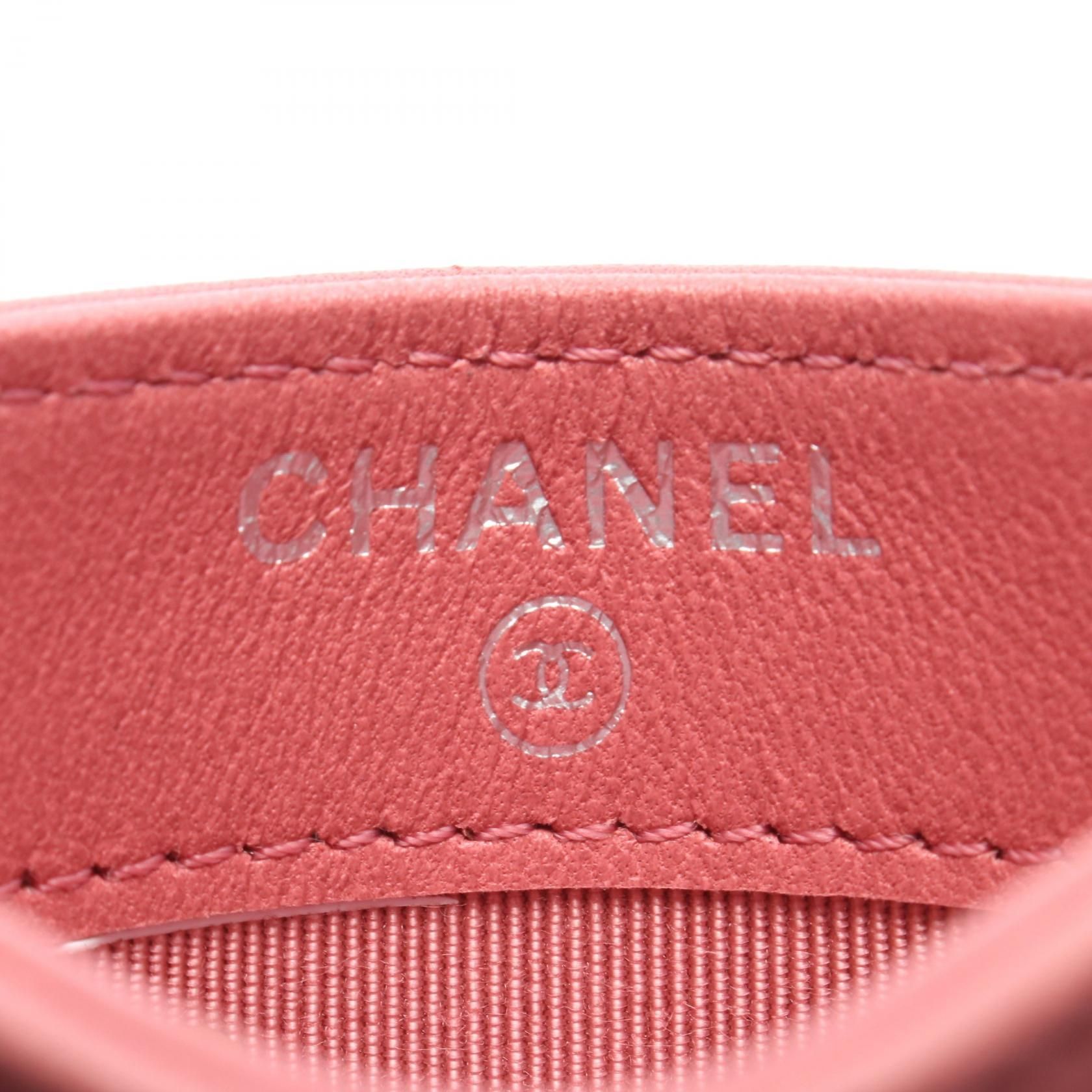 Pink Lambskin Card Case w/SHW — view 4