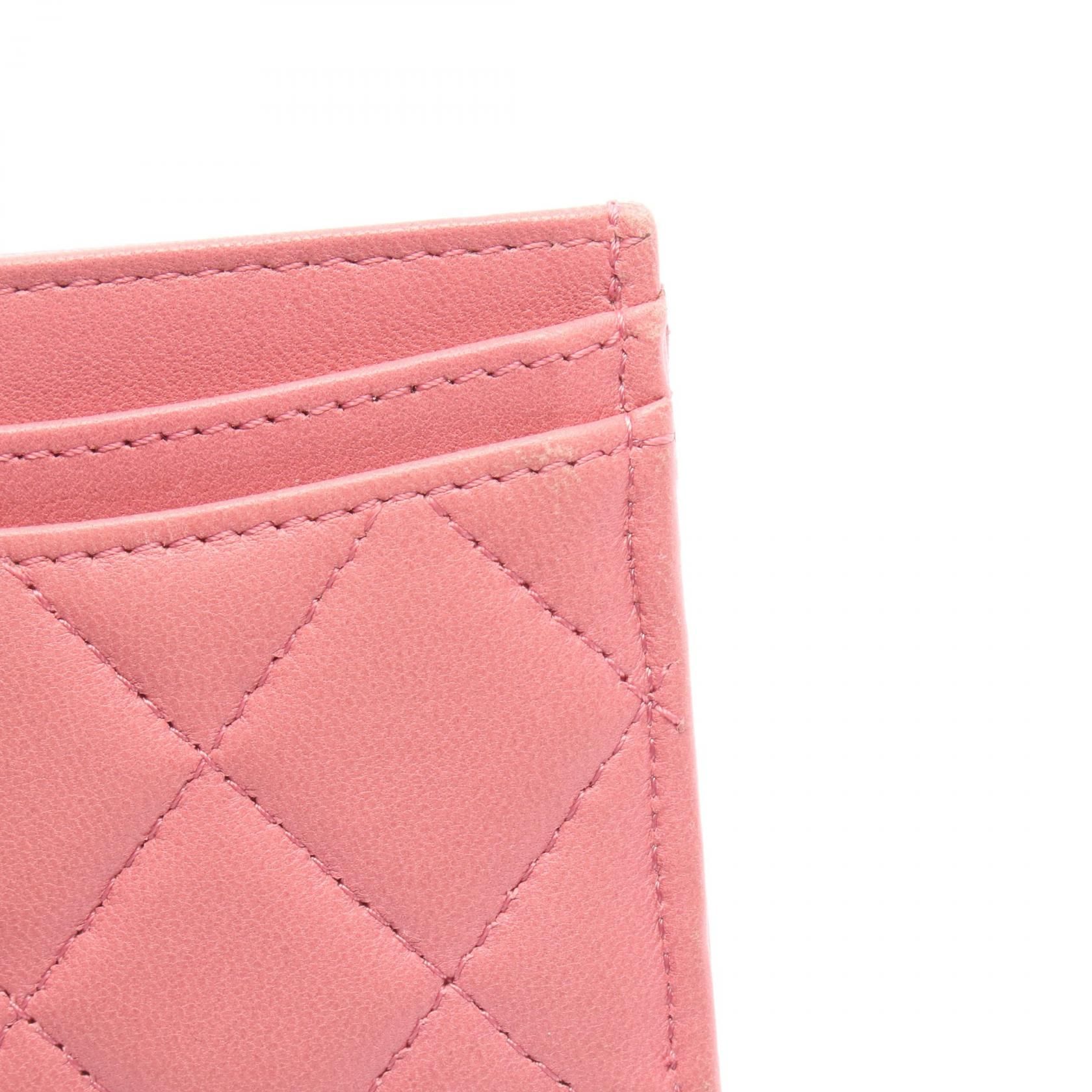 Pink Lambskin Card Case w/SHW — view 6